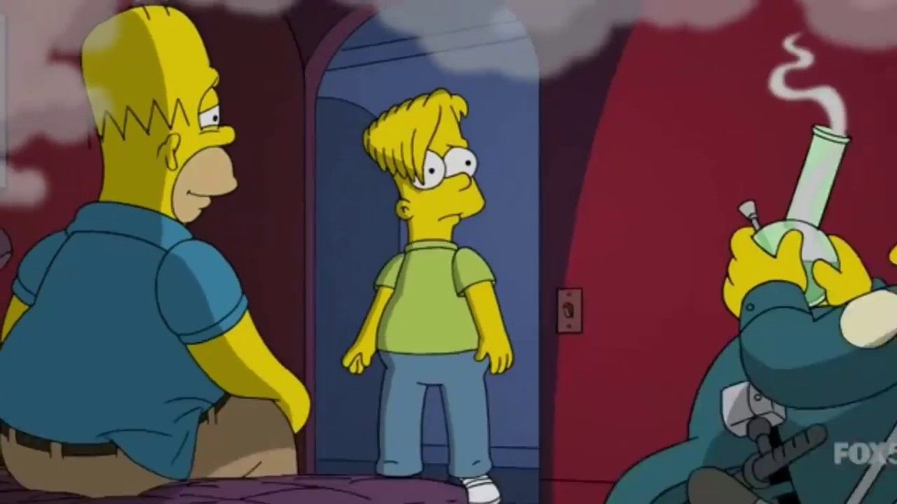 The Simpsons Teenager Bart Party Homer Smoking Weed