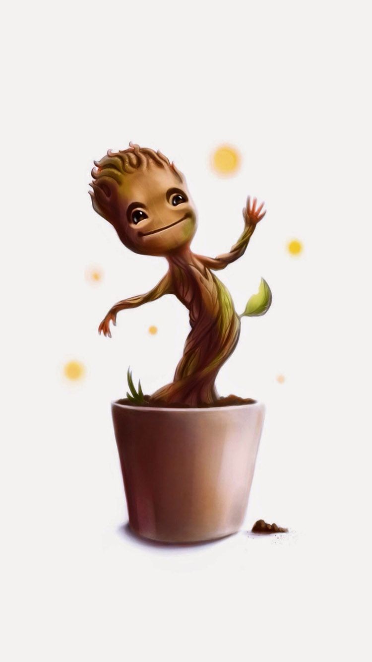 Baby Groot. Cute! of the Galaxy iPhone wallpaper