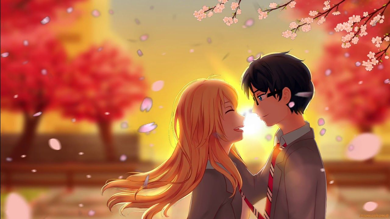 Kousei and Kaori cherry blossom wallpaper Your Lie In April
