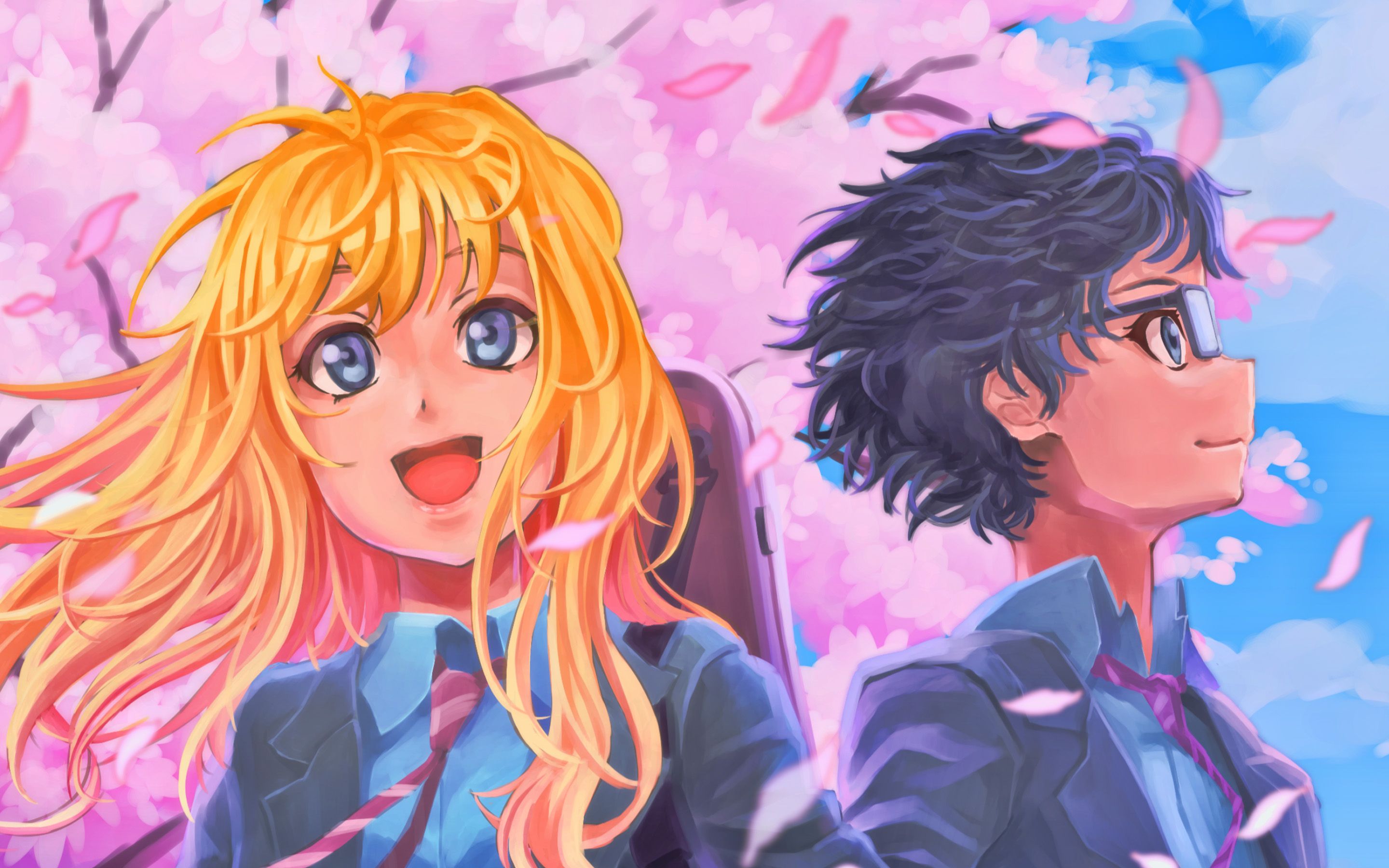 Download wallpaper Kousei Arima, Kaori Miyazono, manga, Shigatsu