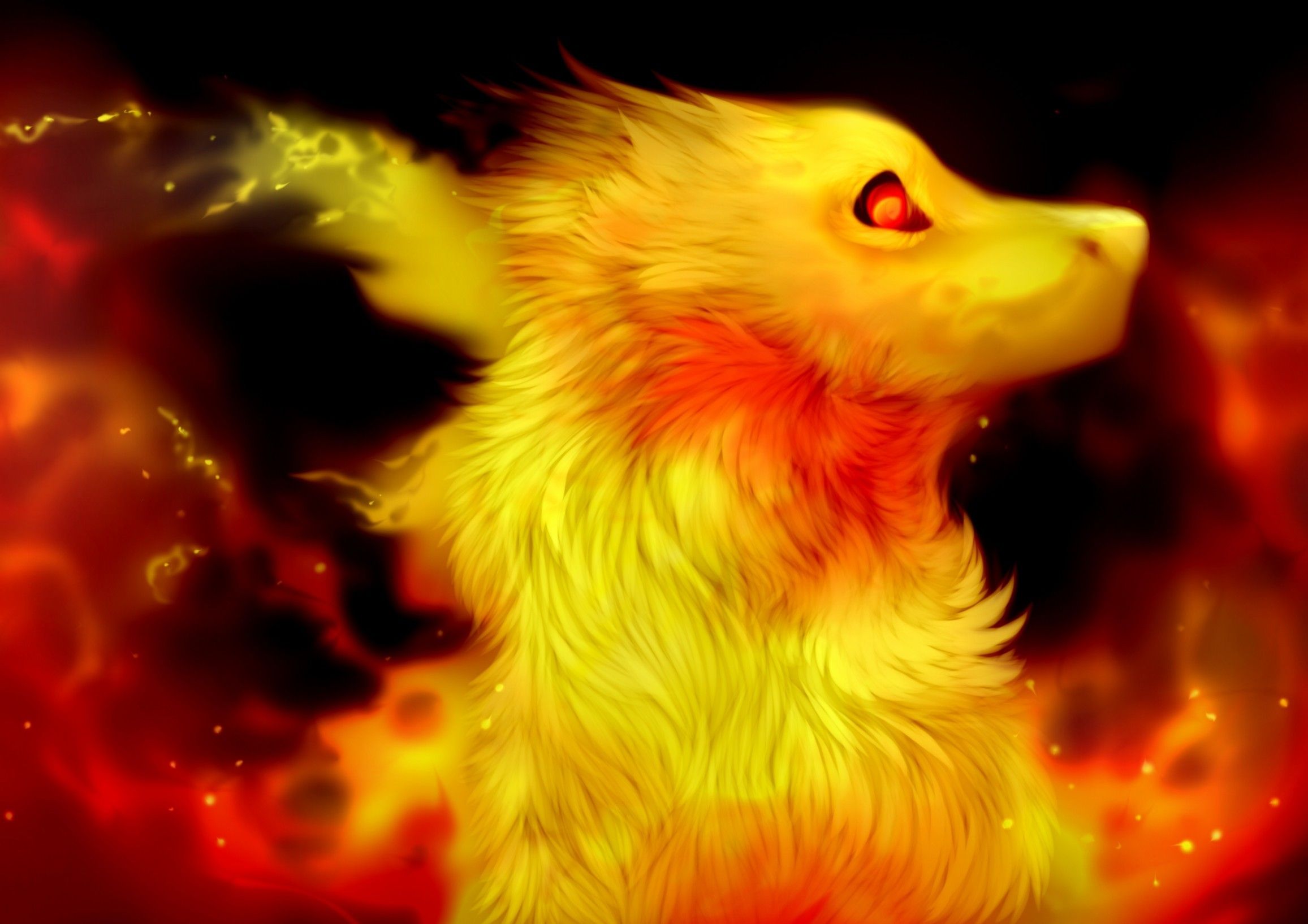 Download 2313x1635 Fire Spirit, Cute, Fantasy Creature, Profile
