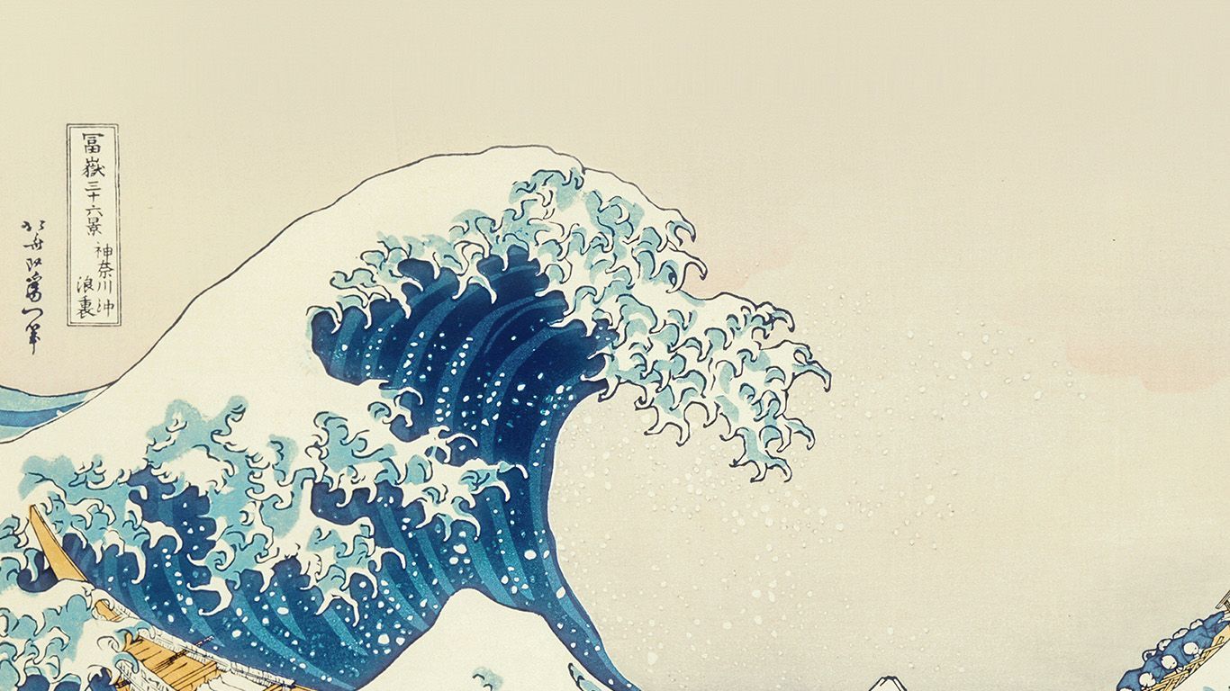 Wave Art Hokusai Peinture Japonaise Illust Classique. Desktop Wallpaper Art, Computer Wallpaper Desktop Wallpaper, Aesthetic Desktop Wallpaper