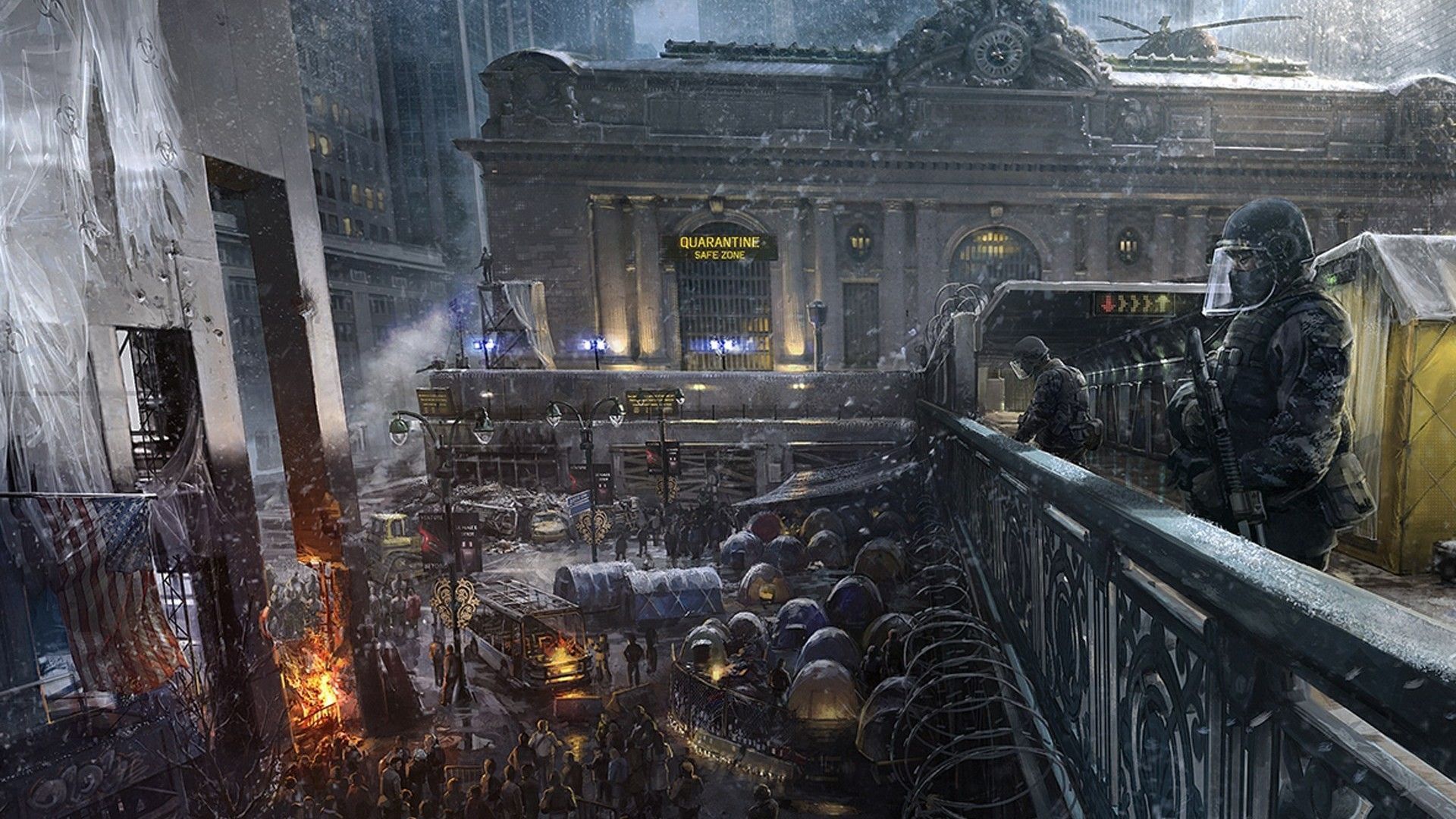 safe zone'. Game concept art, Tom clancy the division, Tom clancy
