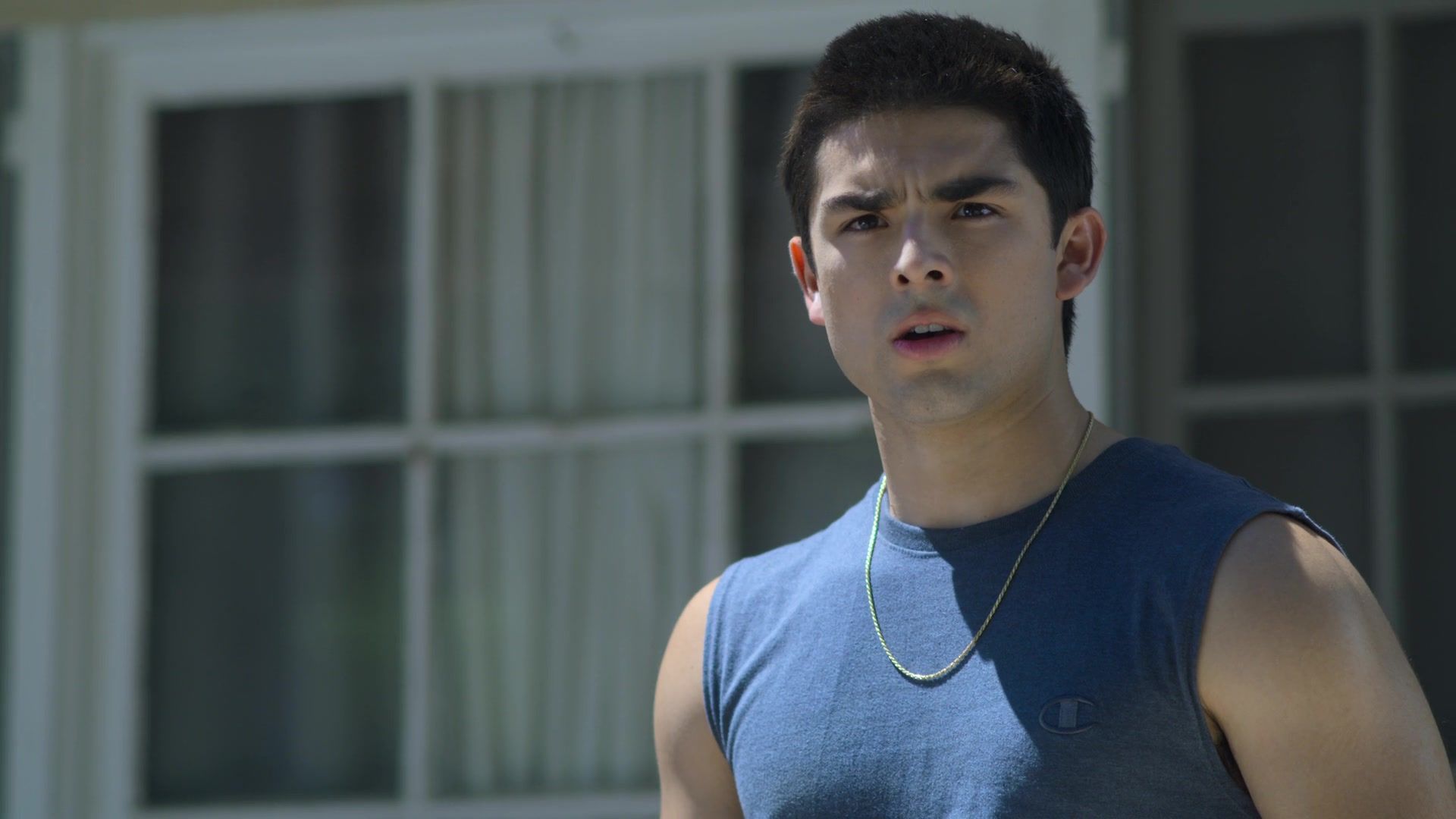 Champion T Shirt Worn By Diego Tinoco As Cesar Diaz In On My Block