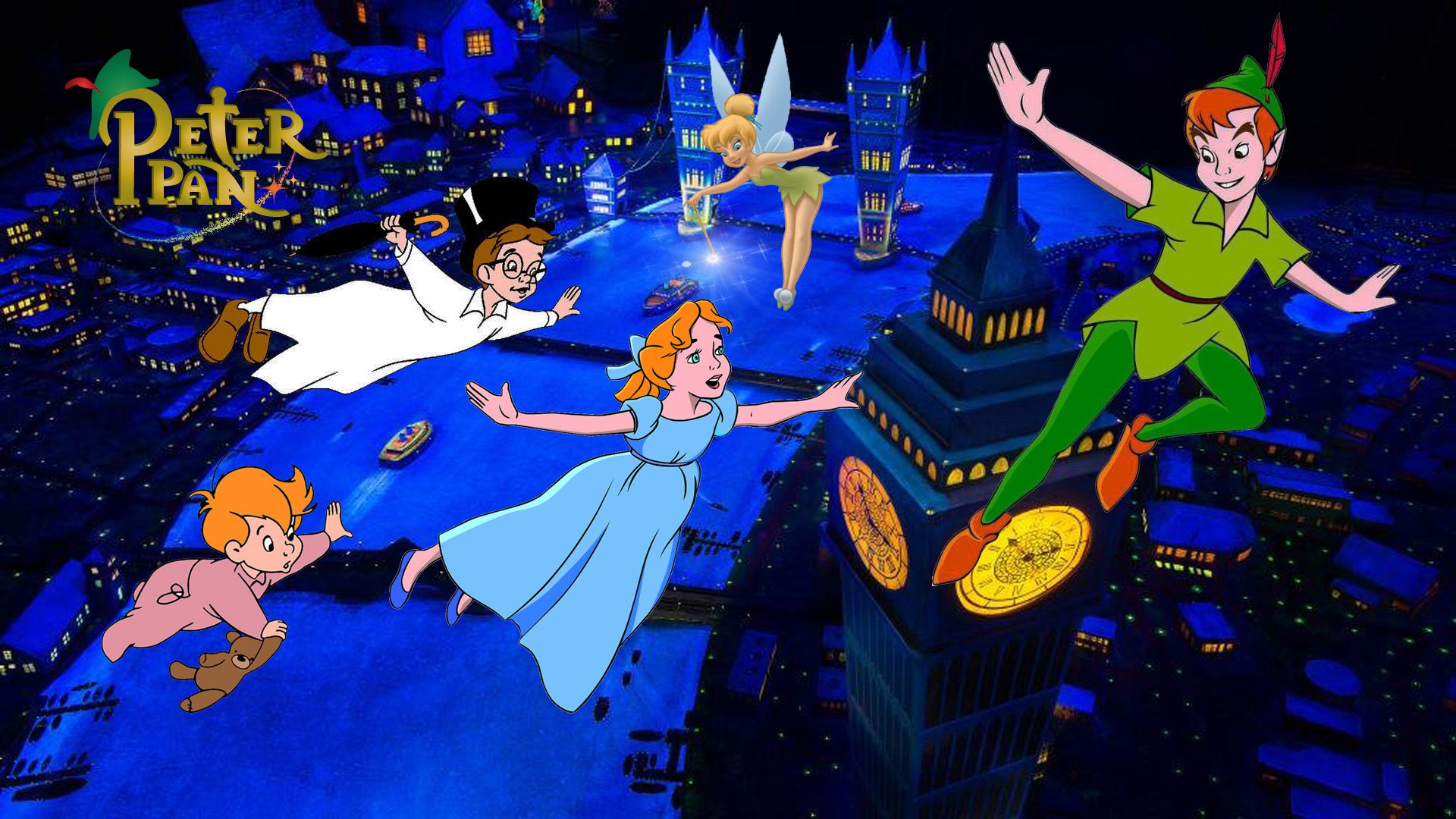 Flight Over London Peter Pan Cartoon The Magic Kingdom Of Walt