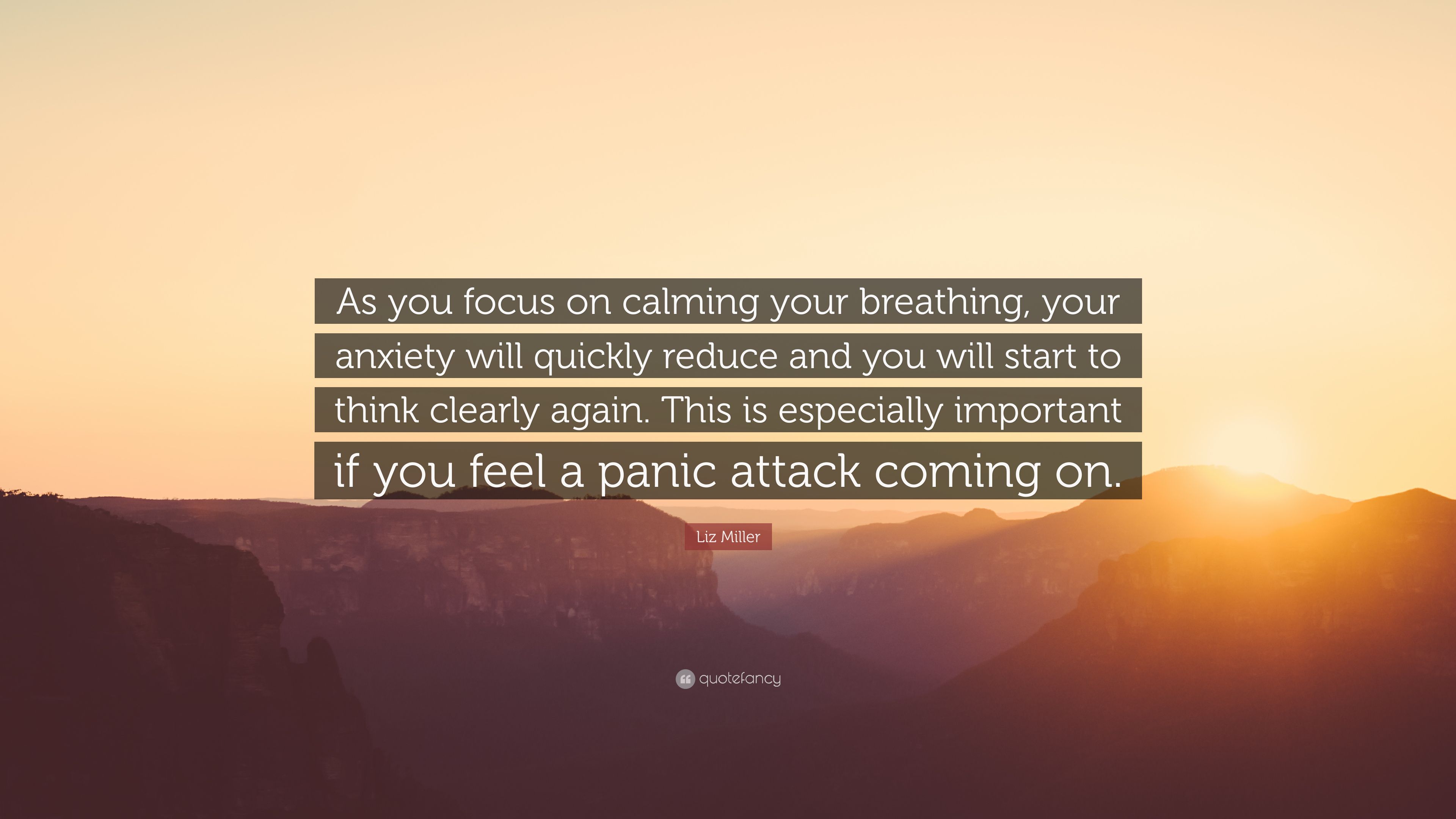 Liz Miller Quote: “As you focus on calming your breathing, your