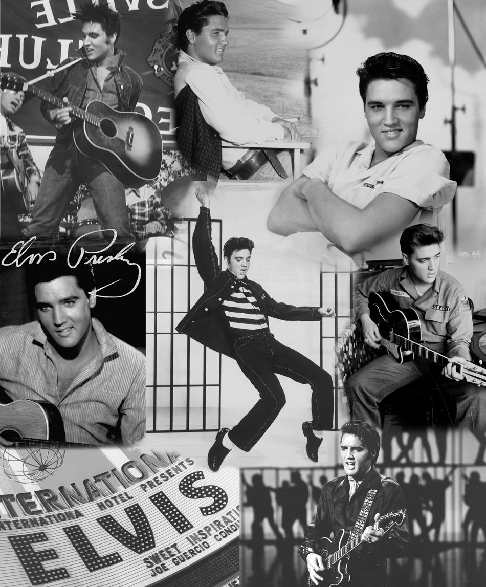 Elvis Presley Black And White Collage Wallpaper