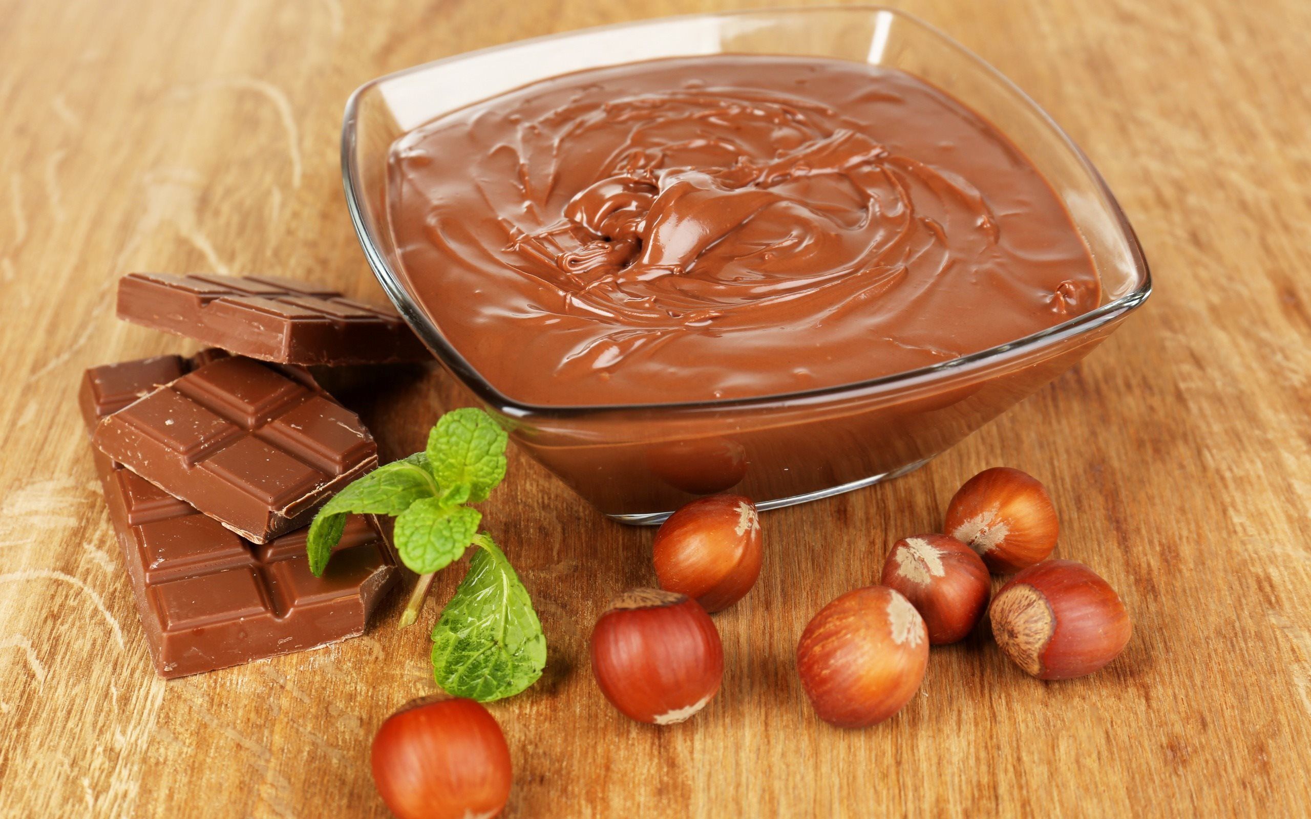 Download wallpaper sweets, hazelnuts, melted chocolate