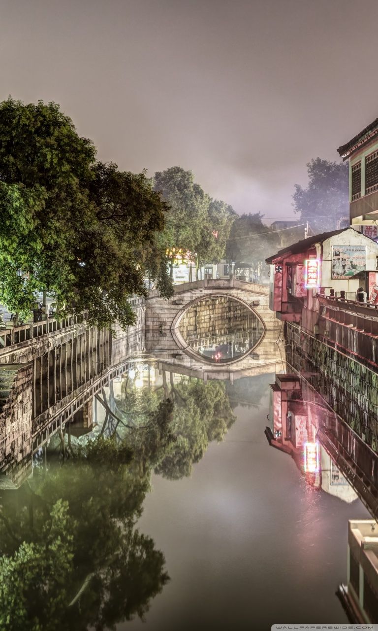 Nanxiang Ancient Town at Night (Shanghai, China) Ultra HD Desktop