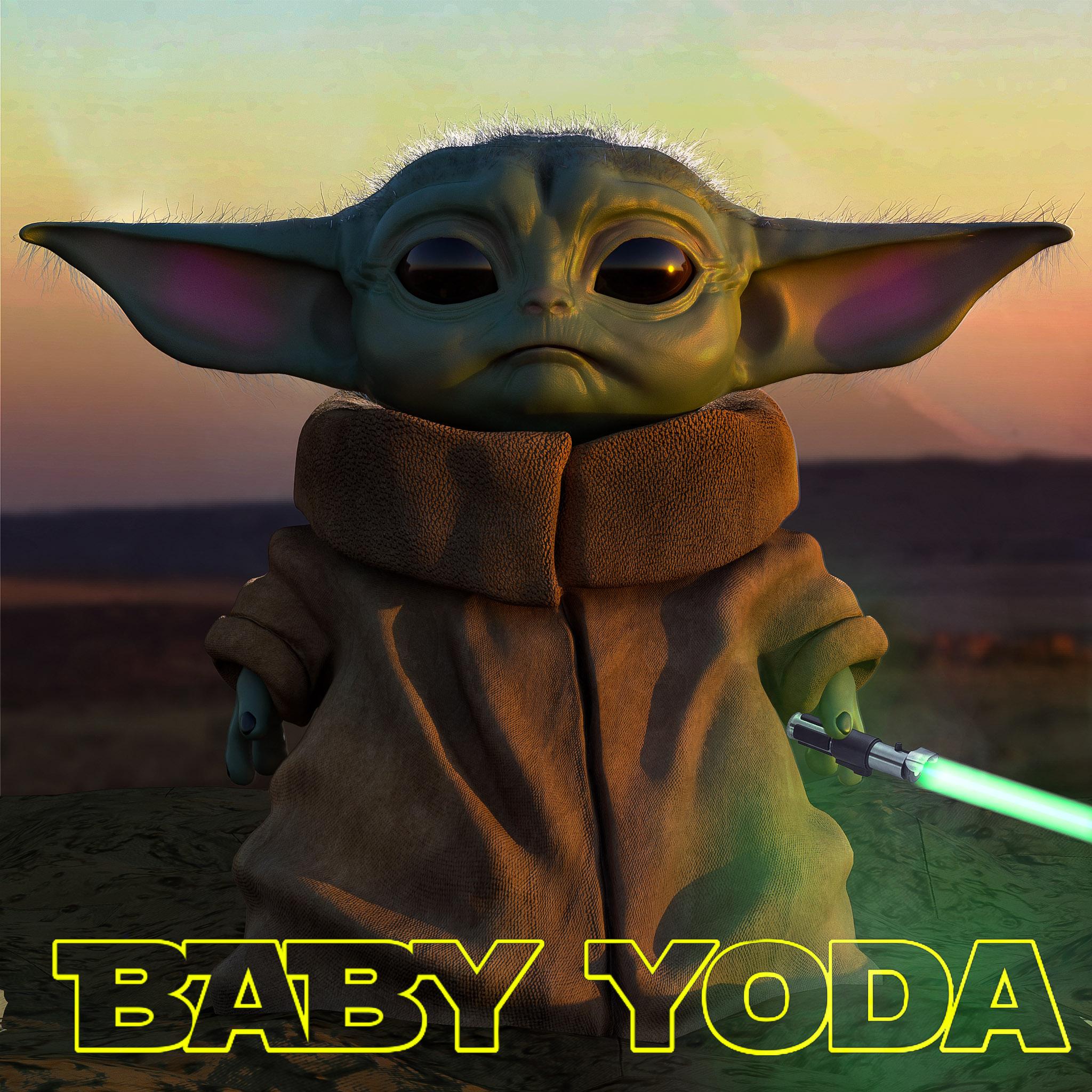 I gave this Baby Yoda a lightsaber. Happy Monday. Fanart