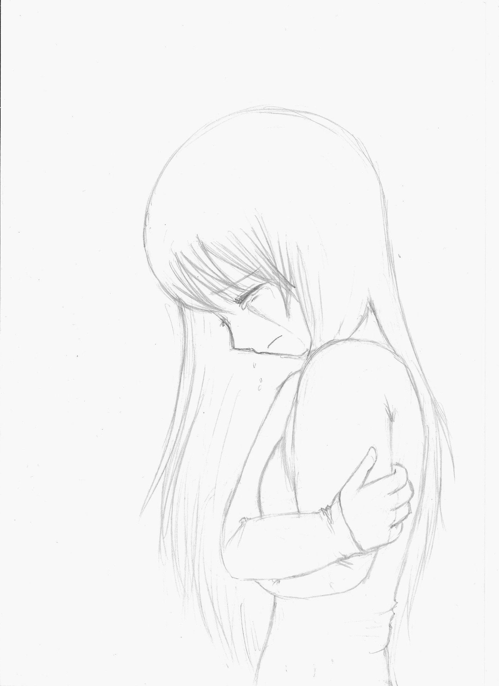 Sad Anime Girl Drawing by kamo103 - DragoArt