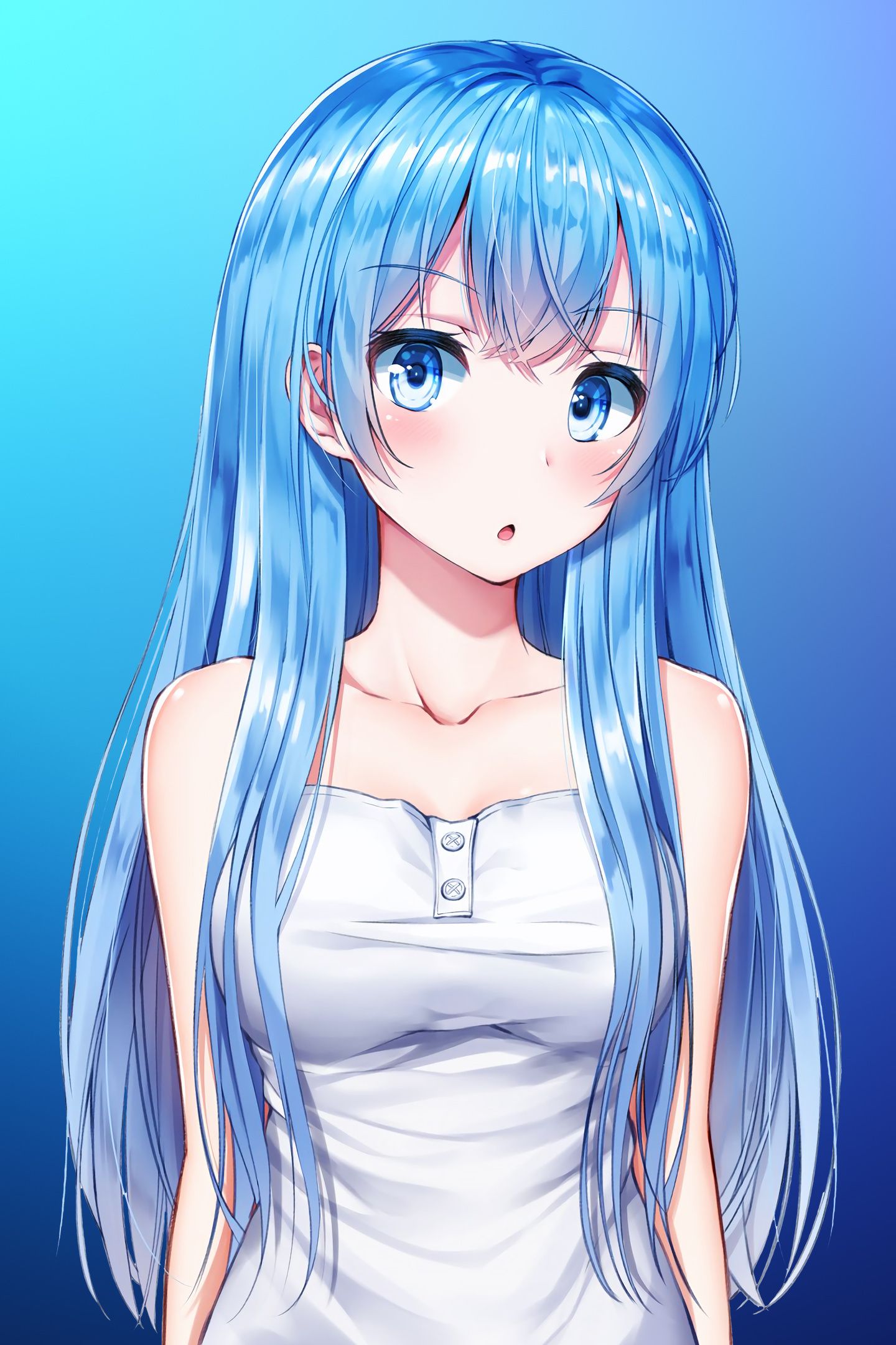Download 1440x2960 wallpaper blue hair, anime girl, cute, original
