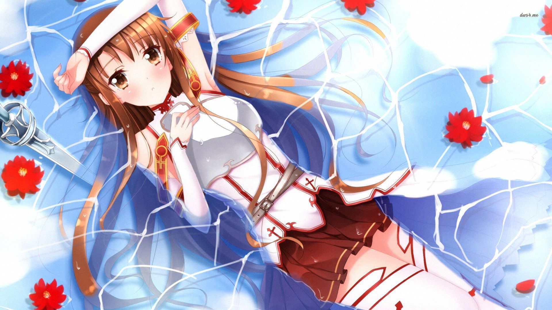 Asuna Yuuki In The Water Girls Lying Down, HD Wallpaper