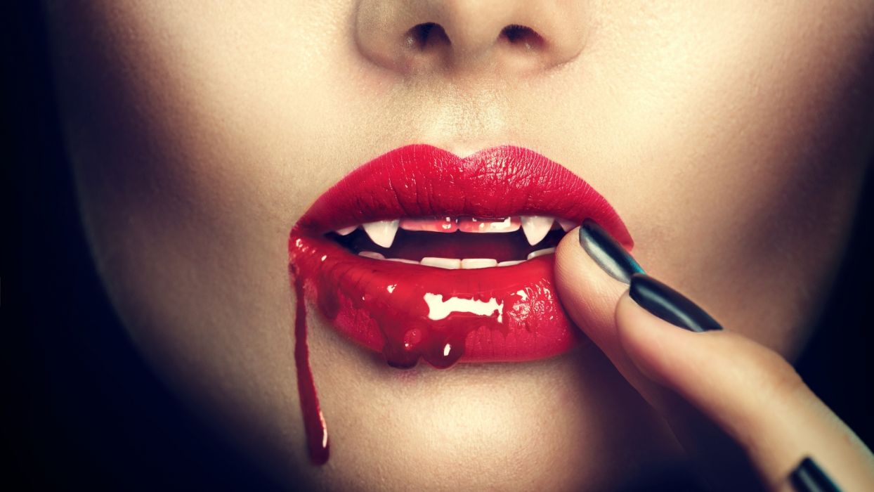 Face Makeup Lips Lipstick Hands Nails Finger Tooth Vampire Blood