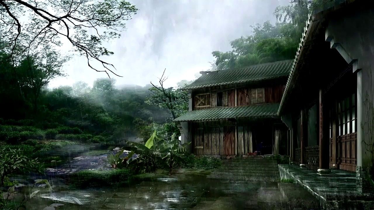 Anime Village Rain Animated Wallpaper