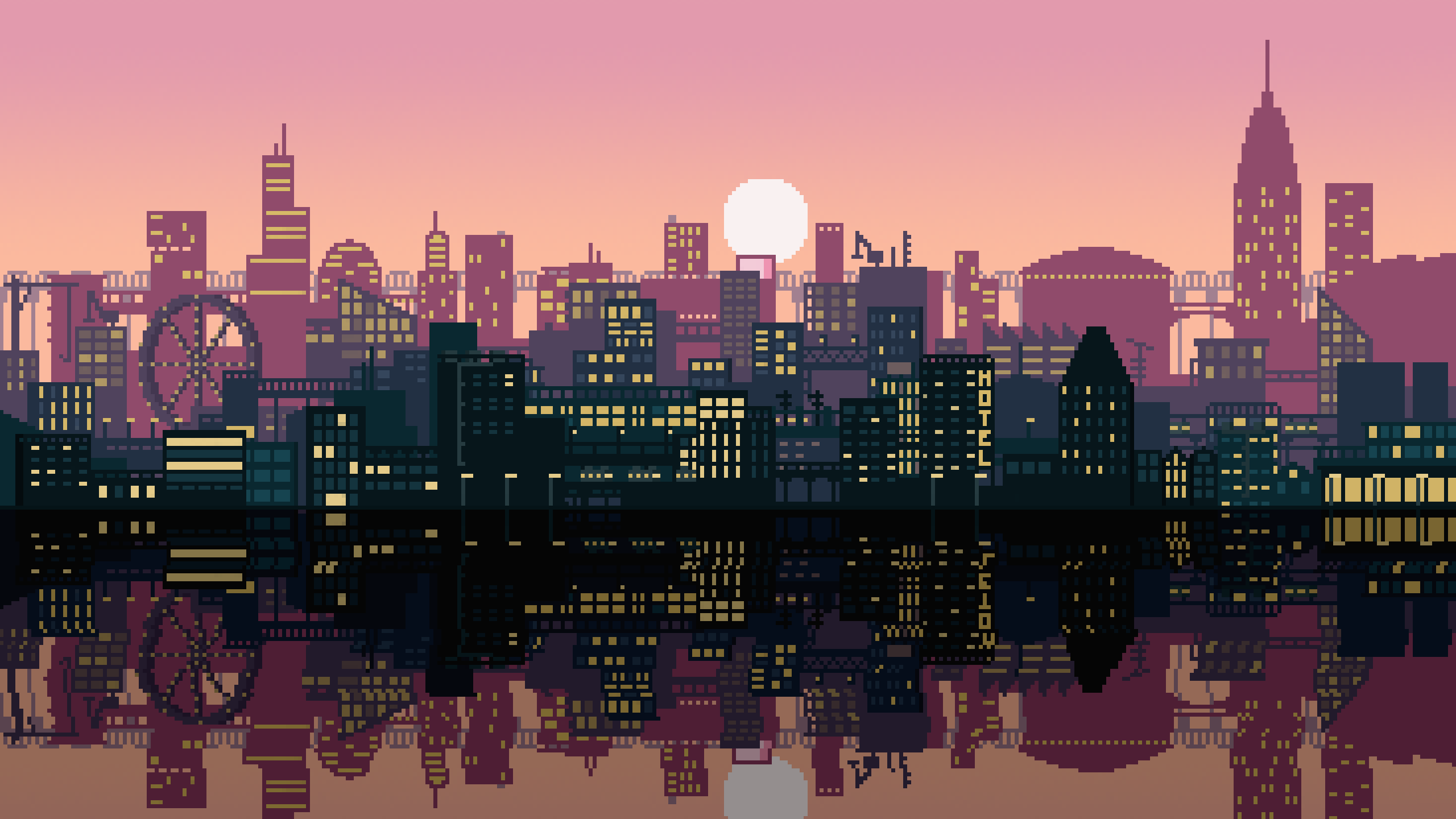 City Pixel Art Wallpaper