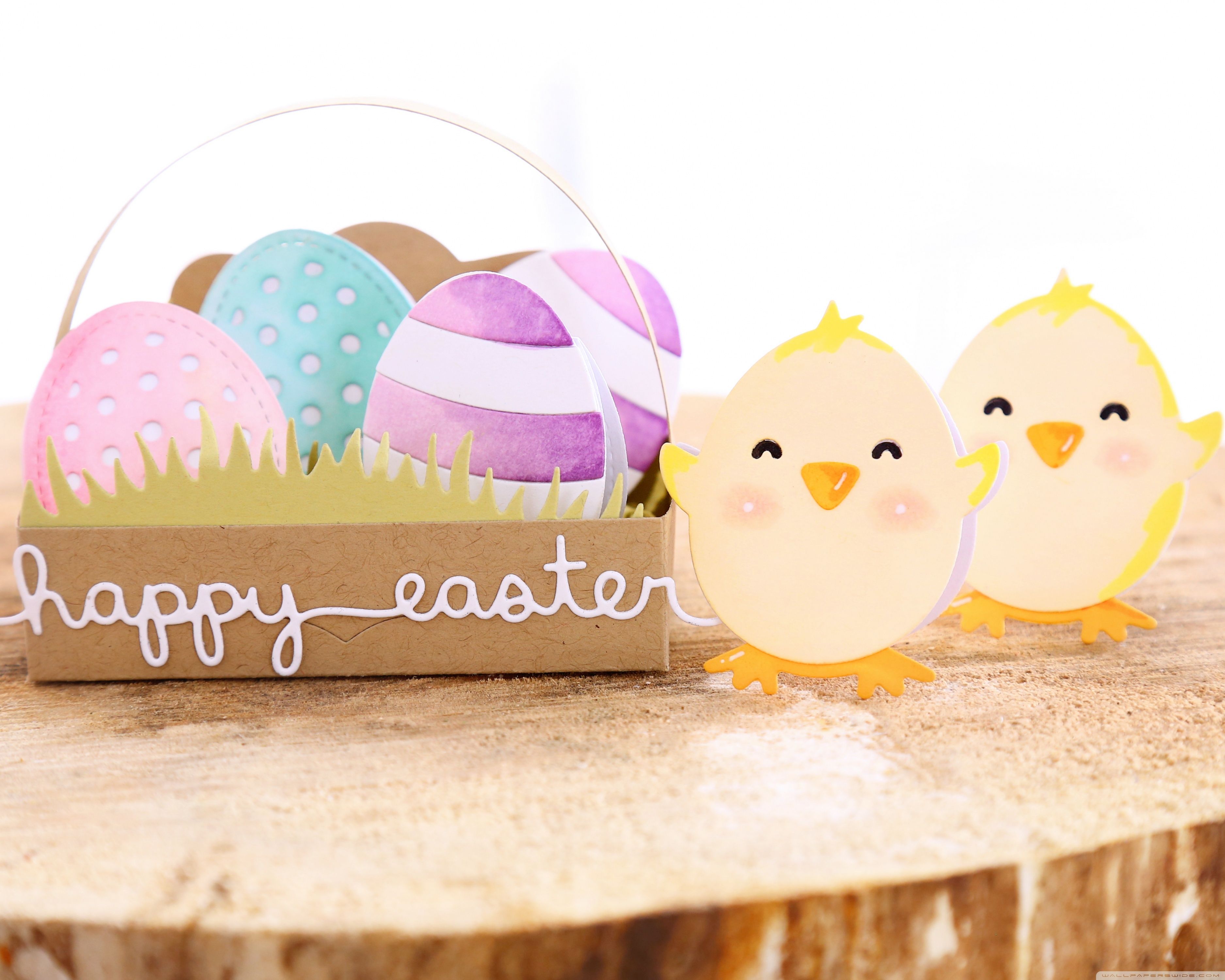 Easter Eggs in a Basket, Chicks, 2017 Ultra HD Desktop Background