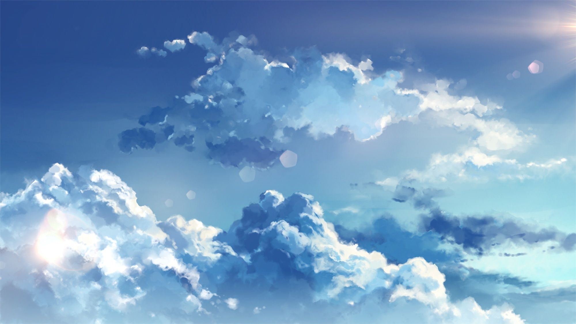Anime, manga cloud painting. 4K sky wallpaper, moody, colorful background.  A painted cloudscape, with pink and white clouds. Scenery of the sky at  dusk or dawn. Drawing illustration. Stock Illustration | Adobe