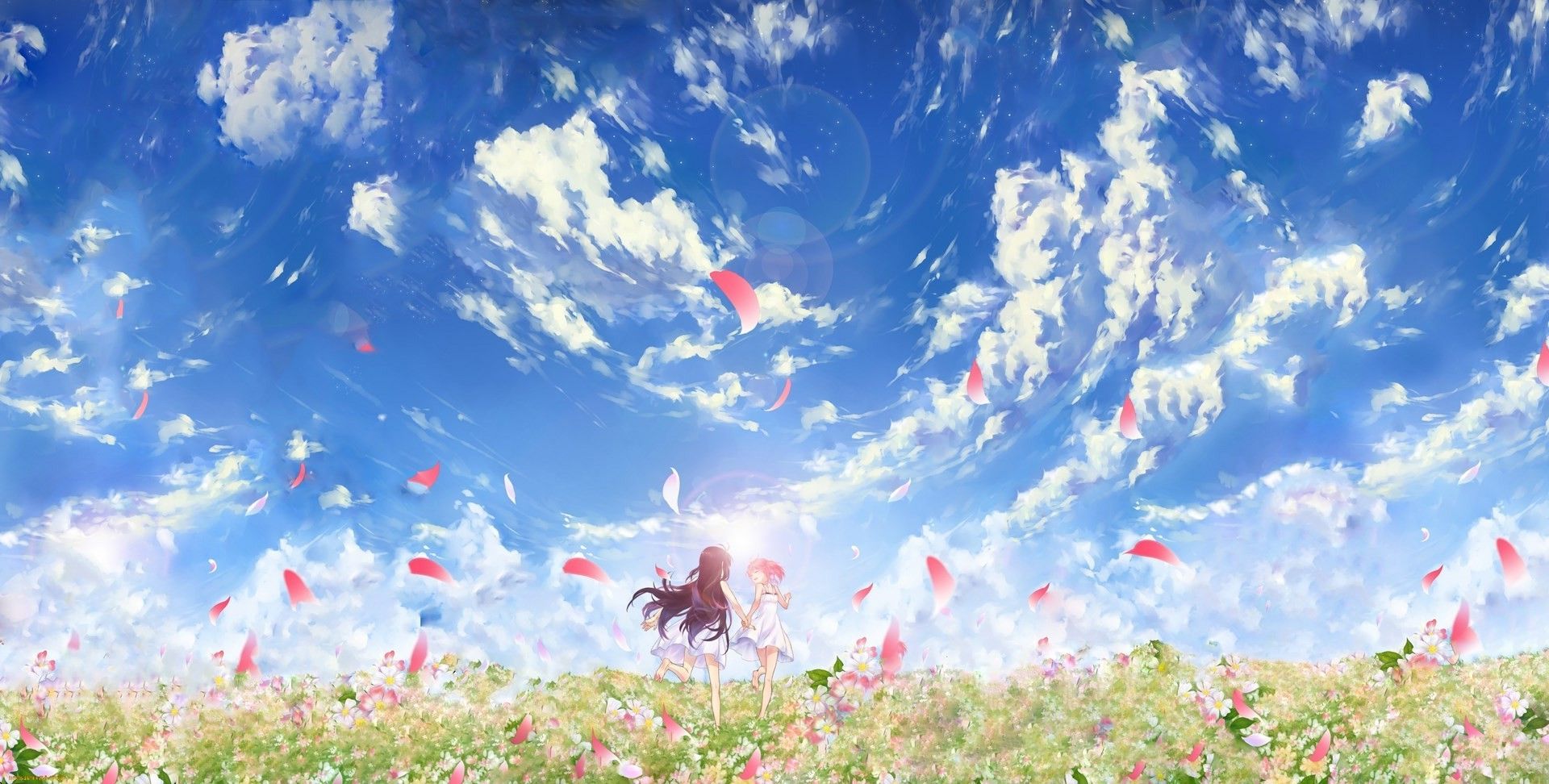 anime, Flowers, Clouds Wallpaper HD .wallup.net