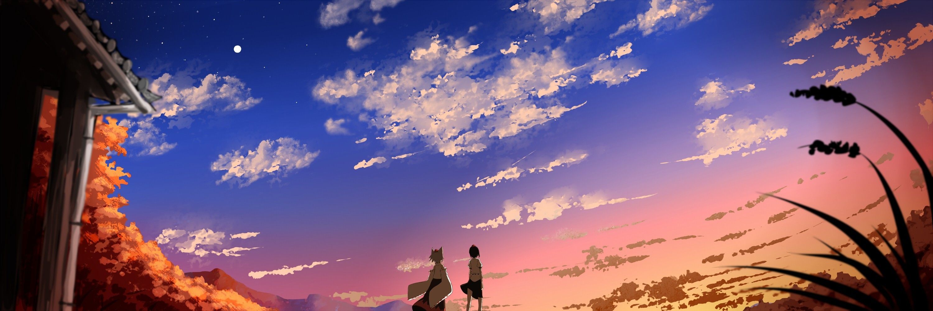 #sky, #fantasy art, #sunset, #clouds, #anime wallpaper