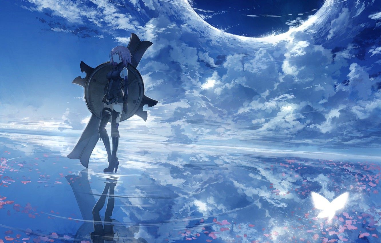 Wallpaper Water, Clouds, Anime image for desktop, section арт