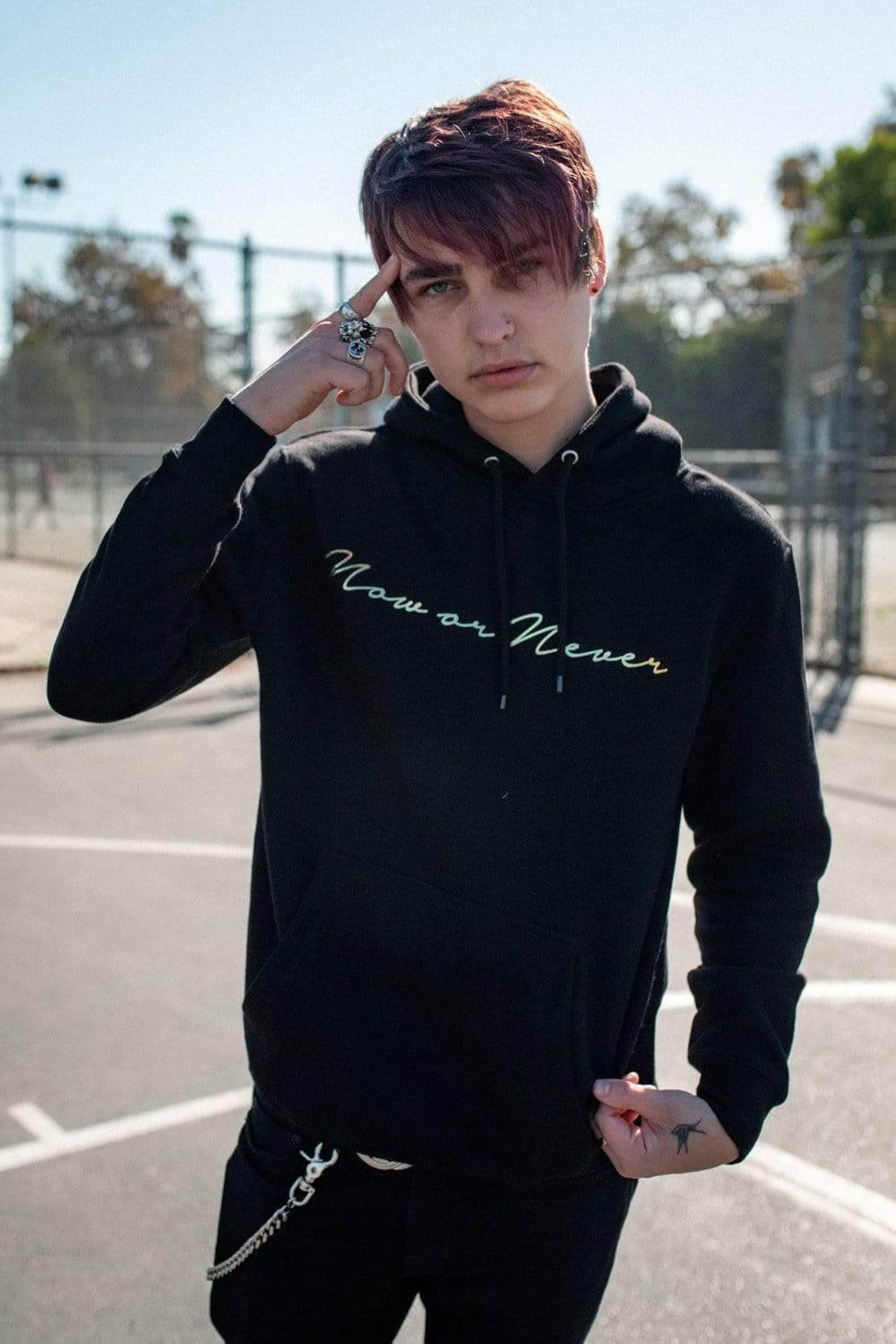 Colby Brock: Now or Never Gold Script Hoodie