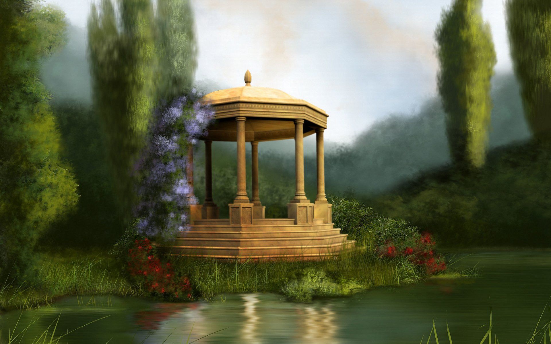 Gazebo Pond Wallpapers - Wallpaper Cave