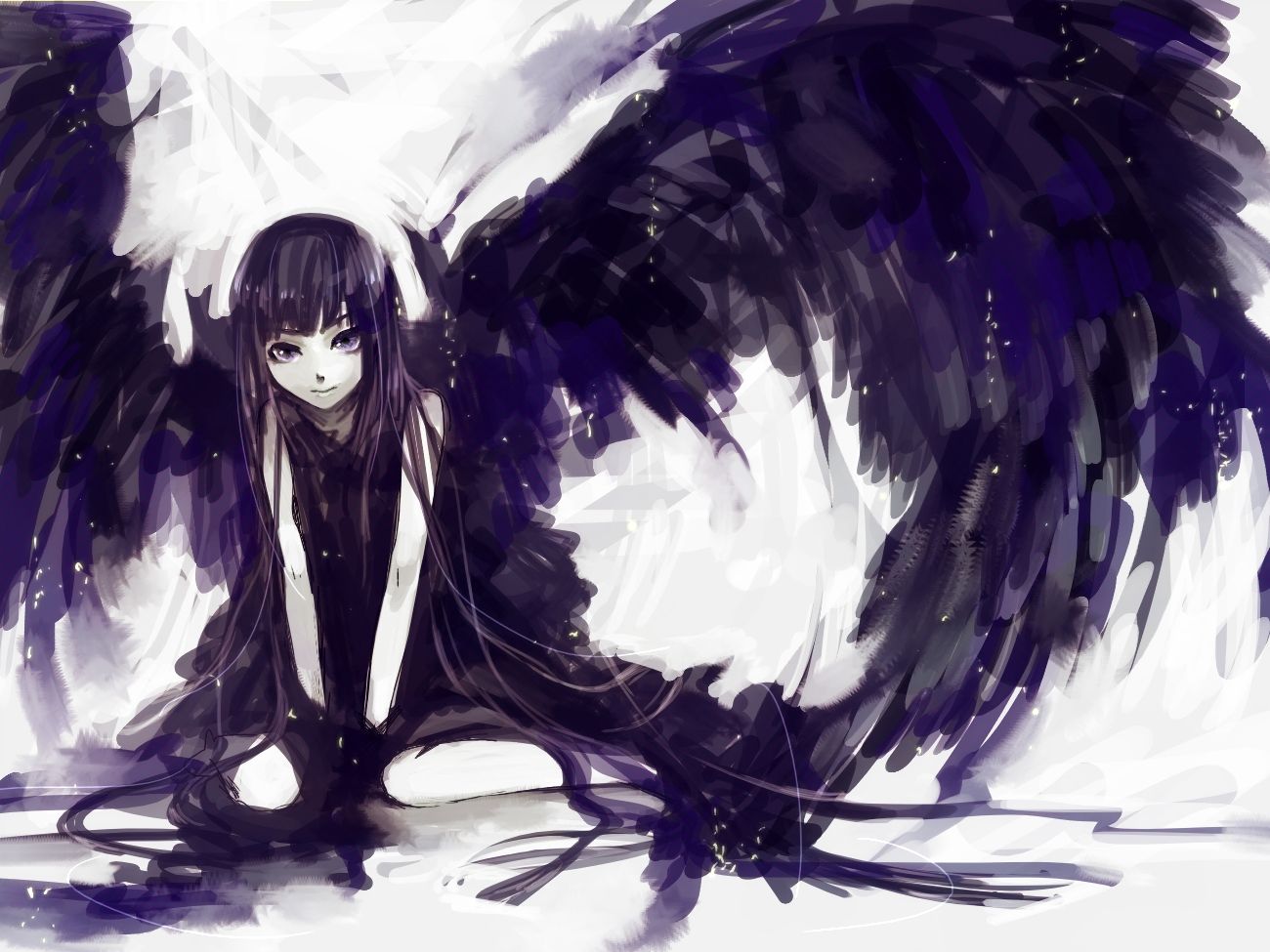 Anime fallen angel, wings, injured, white hair, smiling, Anime, HD  wallpaper | Peakpx