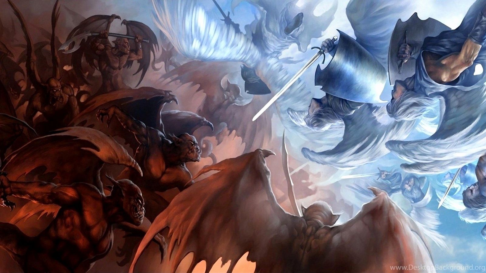 Image Of Anime Fight Best Of Wallpaper Demons Angels Vs Anime