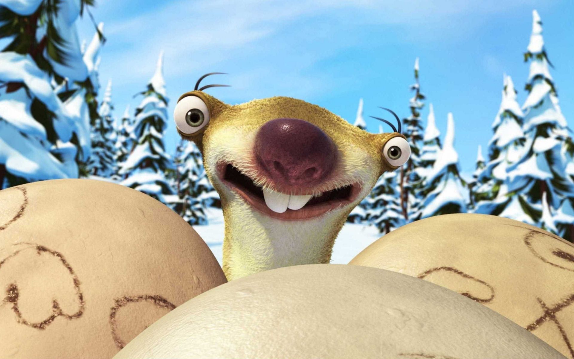 Wallpapers ice age, sid, sloth, winter, muzzle, nose desktop.