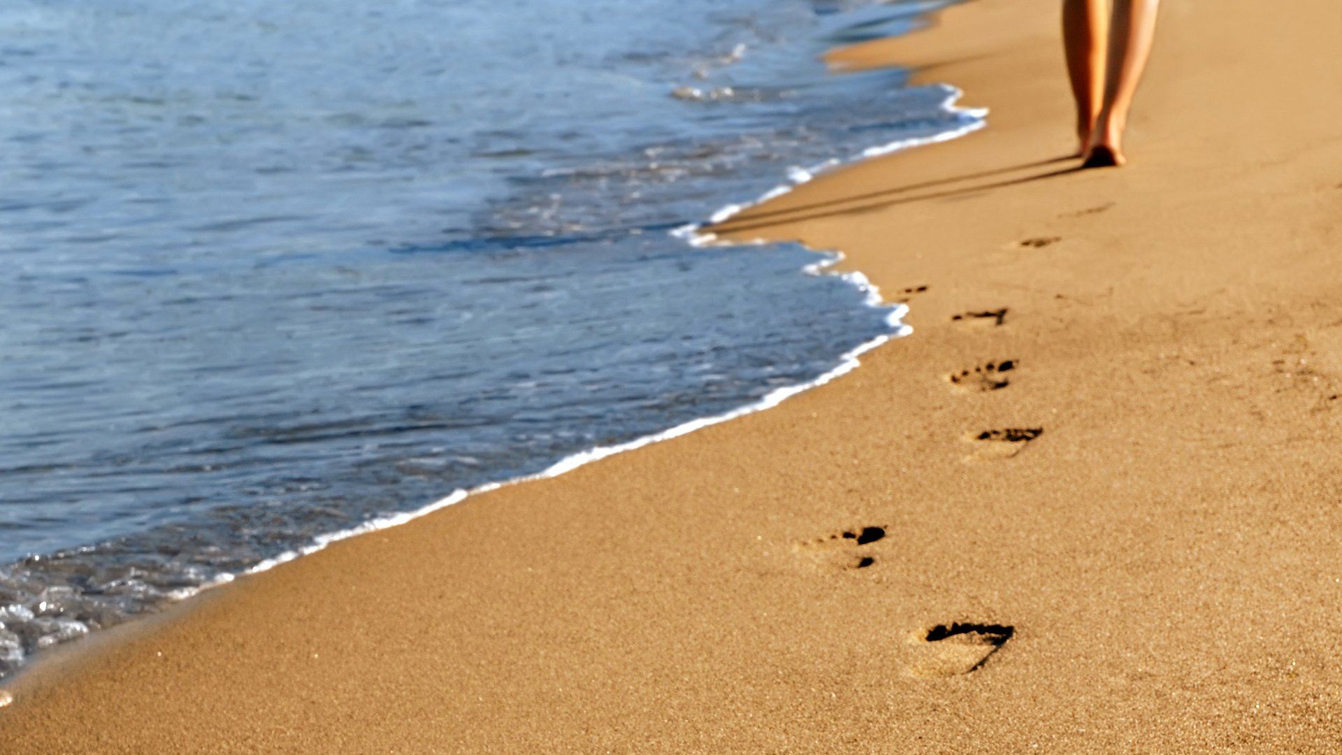 footprints, In, The, Sand, , Sea, Sand Wallpaper HD / Desktop