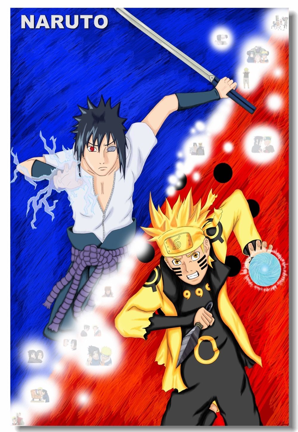 Custom Canvas Wall Paintings Uzumaki Naruto Poster Uchiha Sasuke