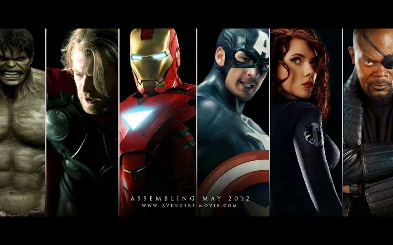 MARVEL heroes collage with text overlay HD wallpaper