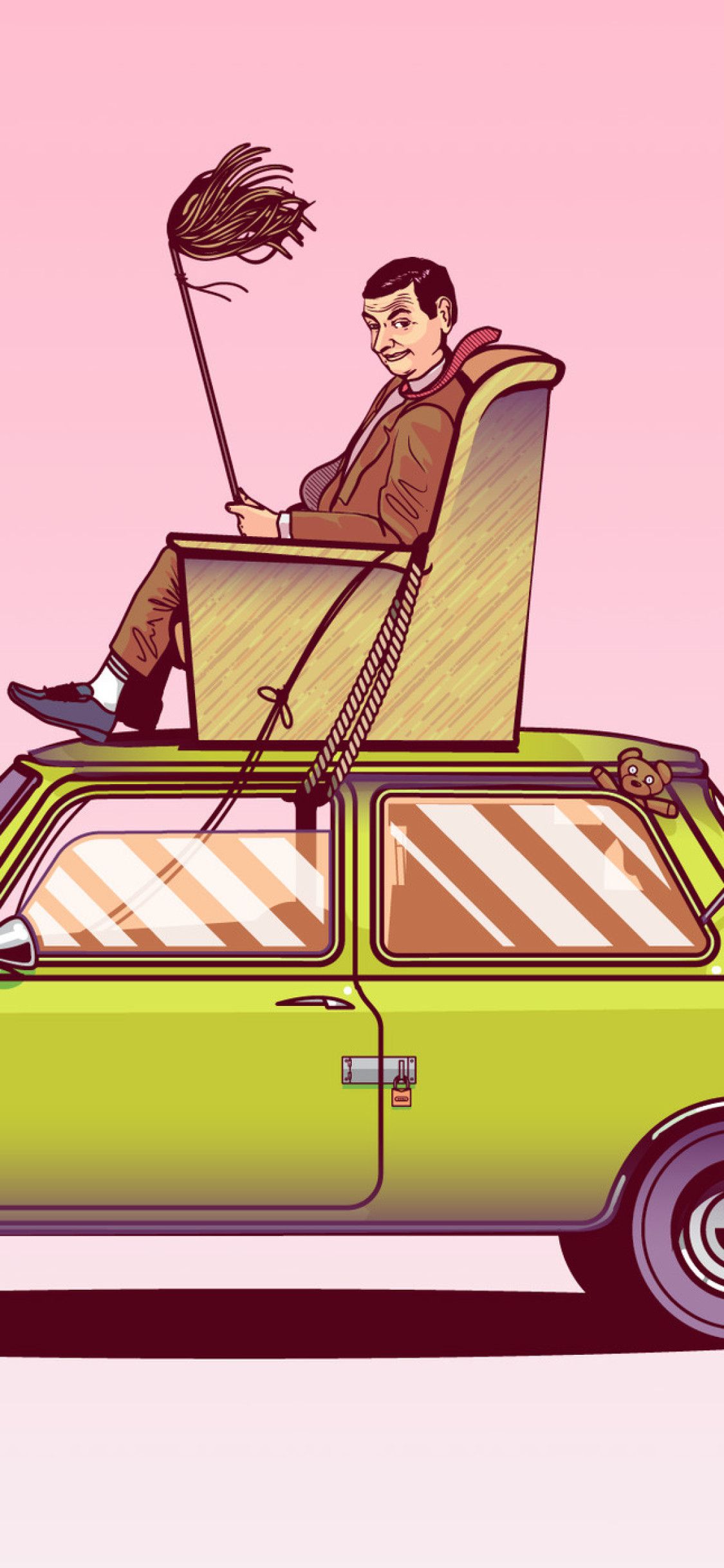 Mr Bean Sitting On Top Of His Car Vector Art iPhone XS