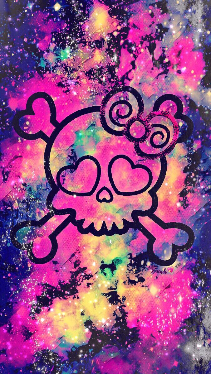 Girly Punk Skull Galaxy Wallpaper #androidwallpaper #iphonewallpaper # wallpaper #galaxy #sparkle. Skull wallpaper, Glitter phone wallpaper, Pink skull wallpaper