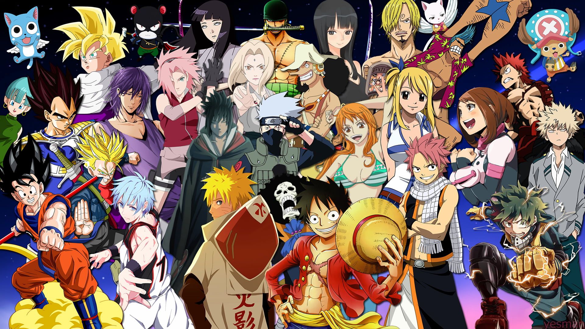 Assorted anime characters wallpaper, One Piece, Dragon Ball