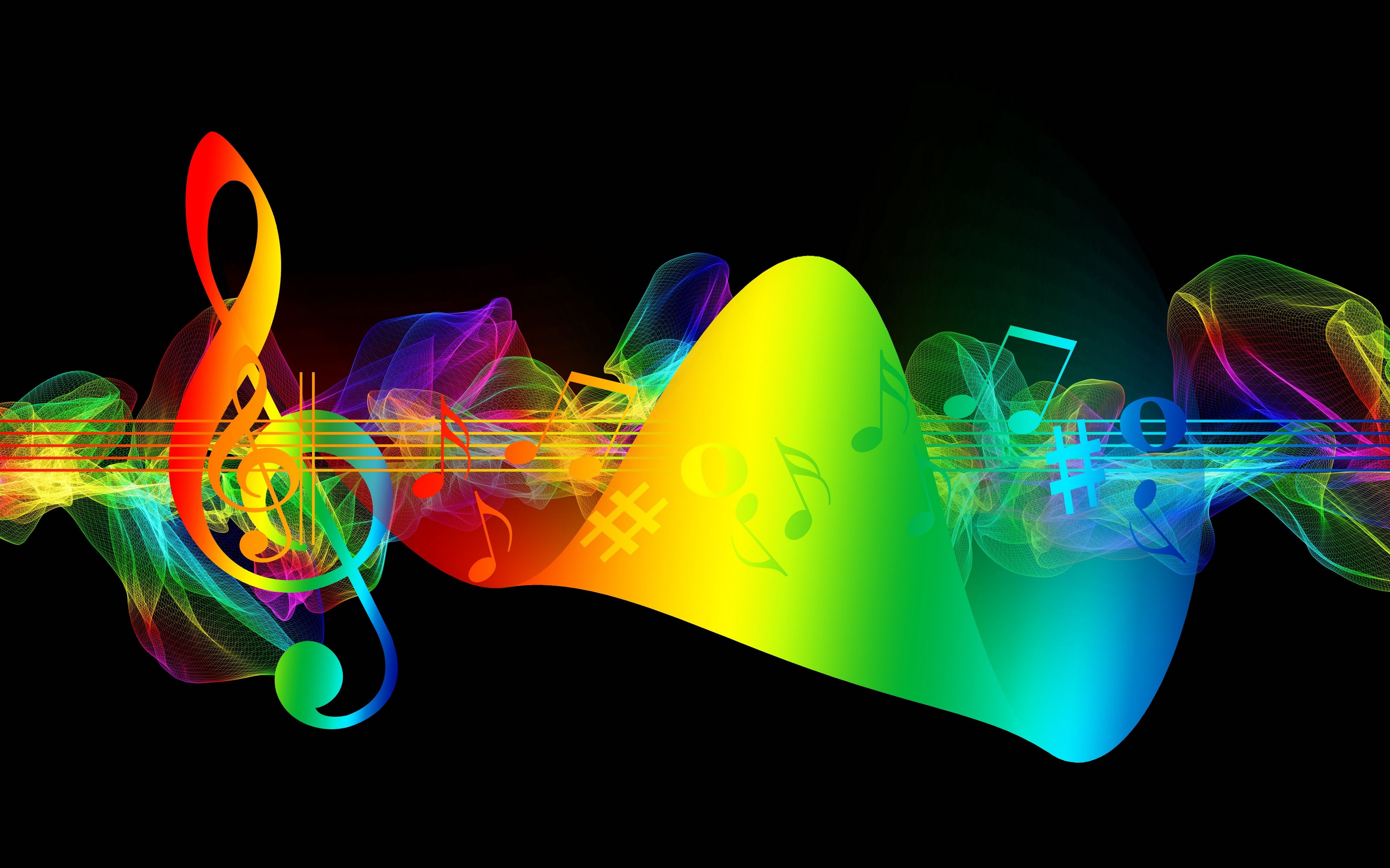 Download wallpaper 3840x2400 treble clef, musical notes