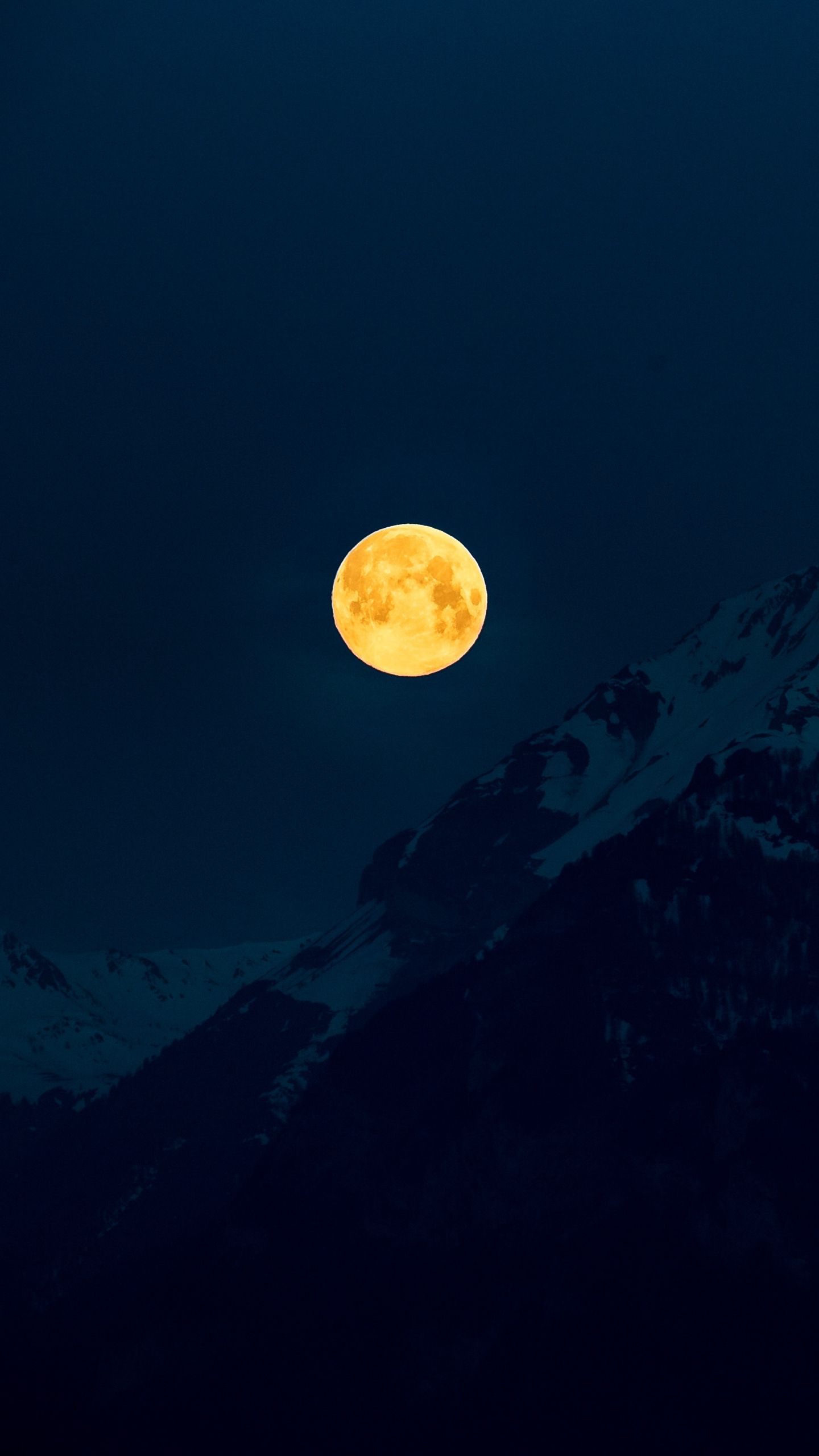 Download wallpaper 1440x2560 moon, mountains, night, full moon