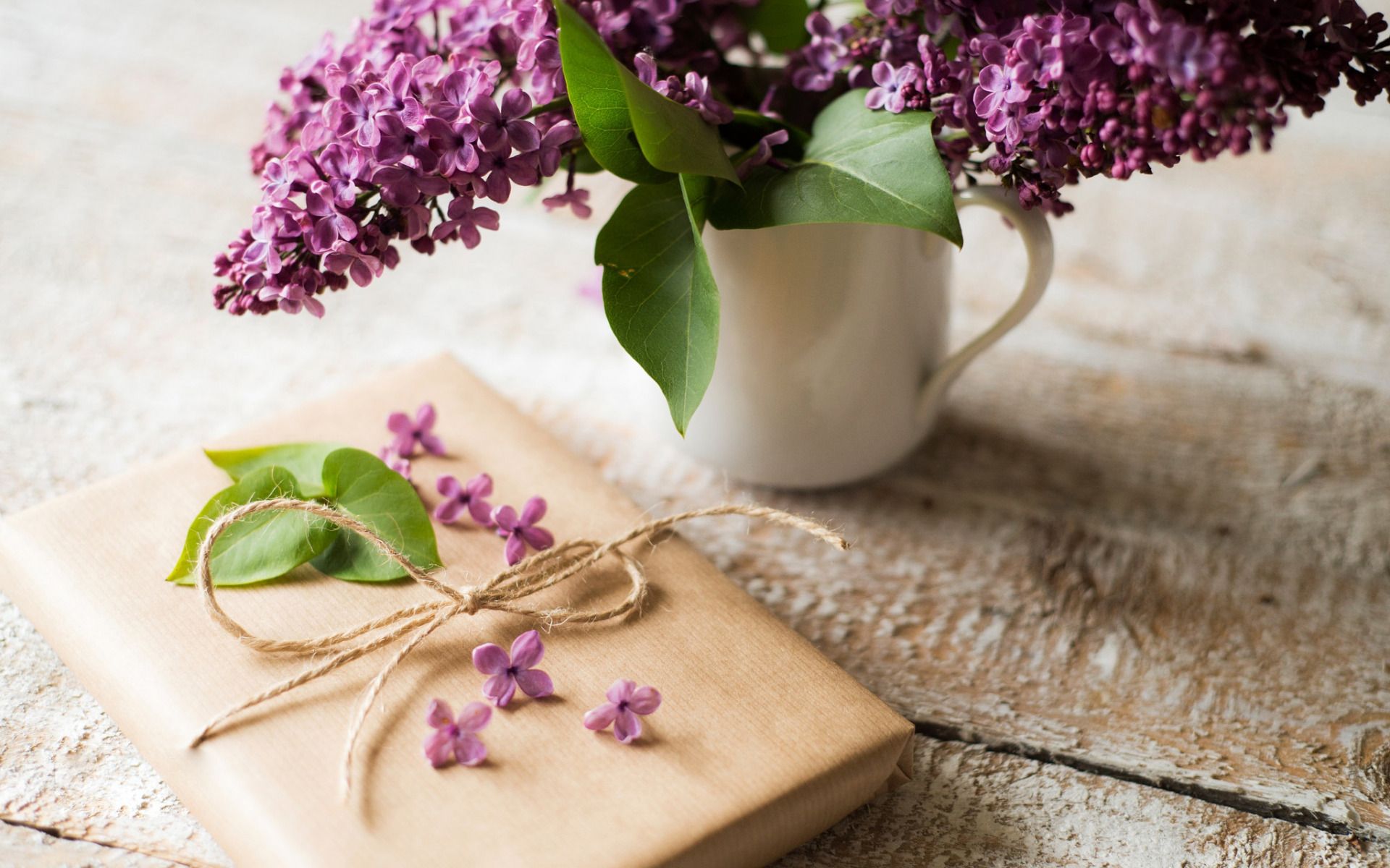 Download wallpaper Lilac, mood concepts, bouquet of lilacs, book on the table, spring, purple spring flowers for desktop with resolution 1920x1200. High Quality HD picture wallpaper