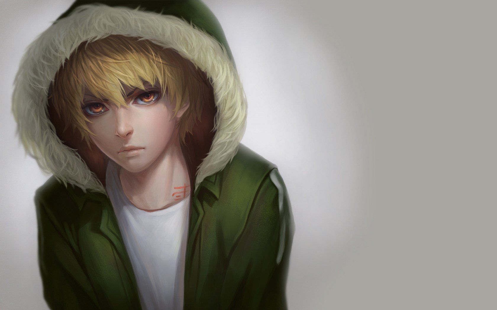#anime, #Blond, #boy, #eyes, #green, #red, #hair