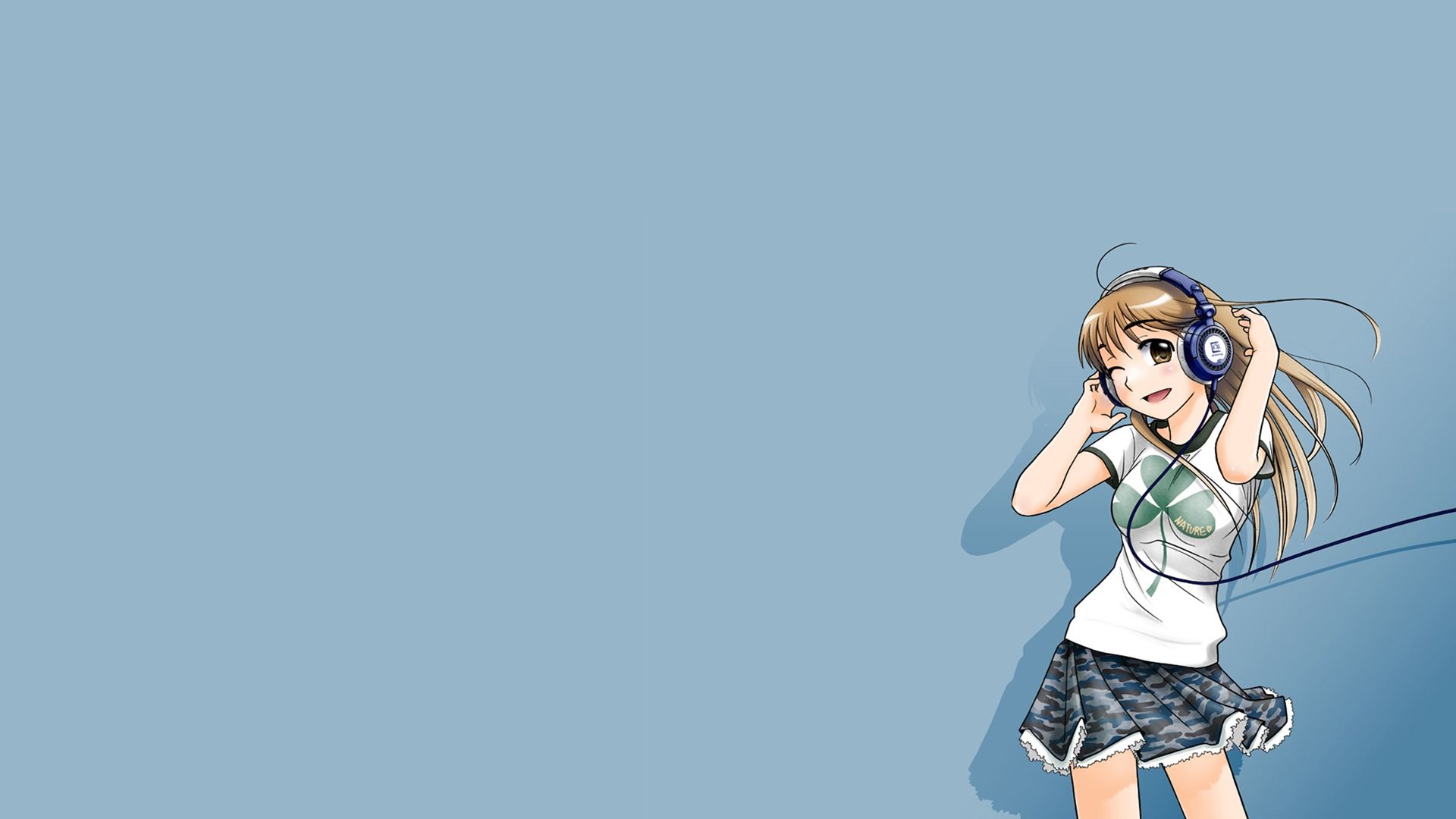Download wallpaper 1920x1080 anime, girl, fun, music, headphones