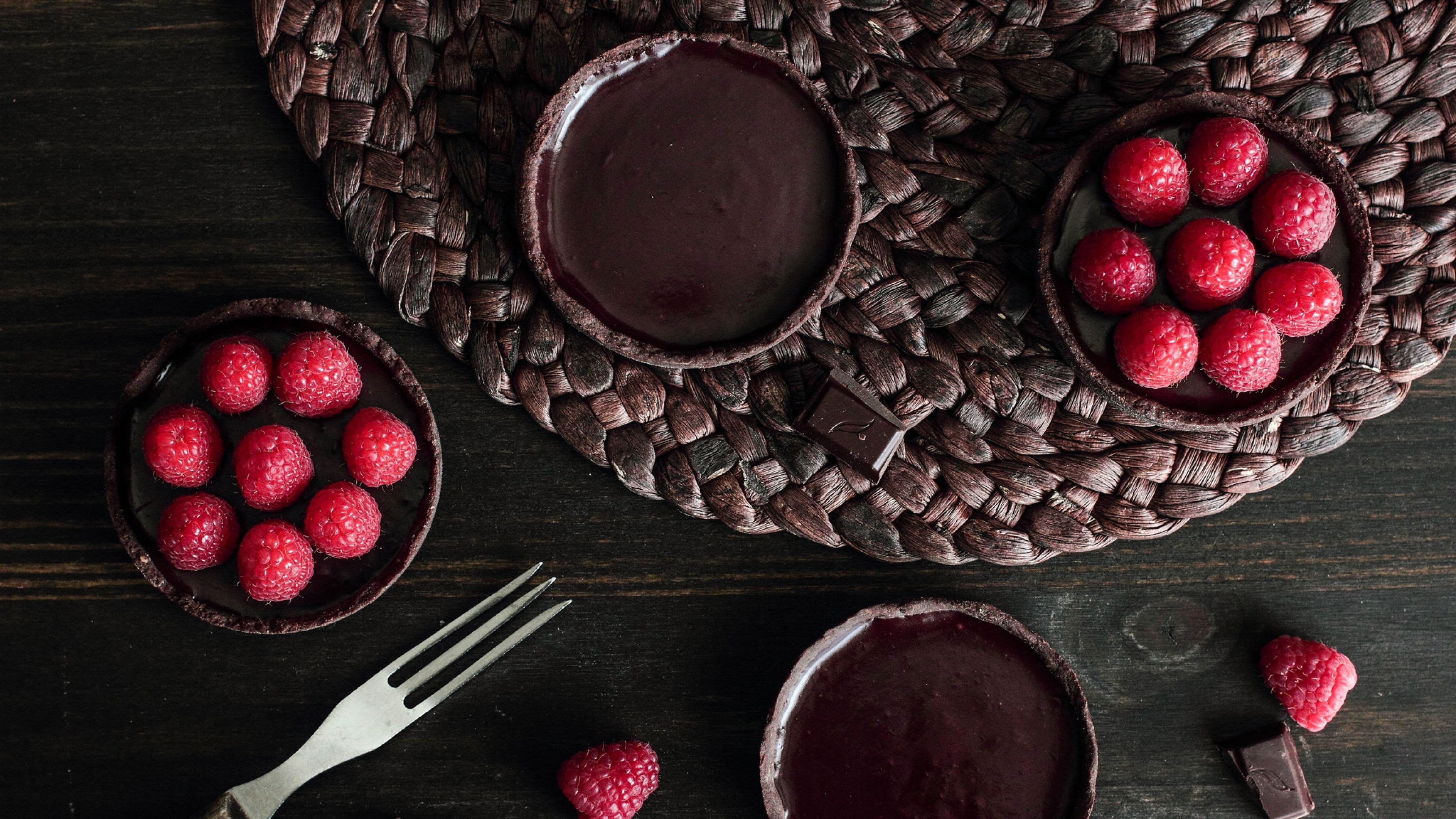 Cake Chocolate Raspberry Dessert Fork Wallpaper HD