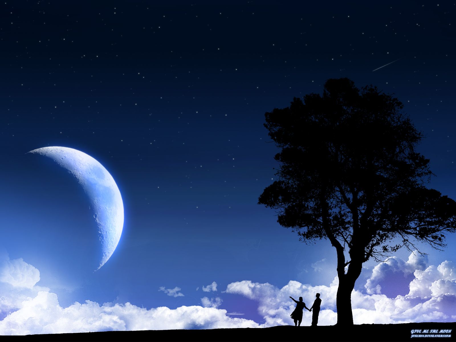 Download wallpaper: night, moon, wallpaper for desktop, Love, , tree