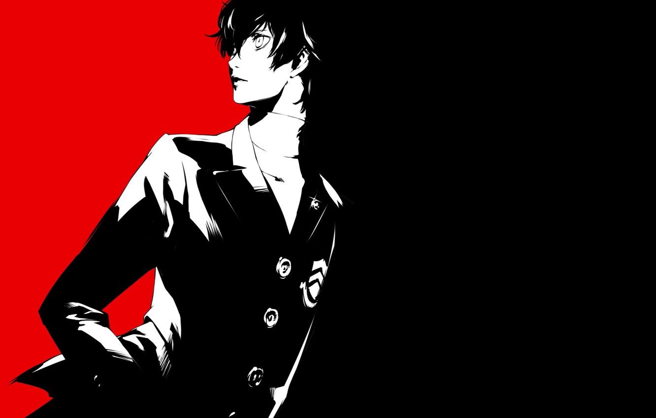 Wallpaper white, red, black, the game, anime, art, guy, person