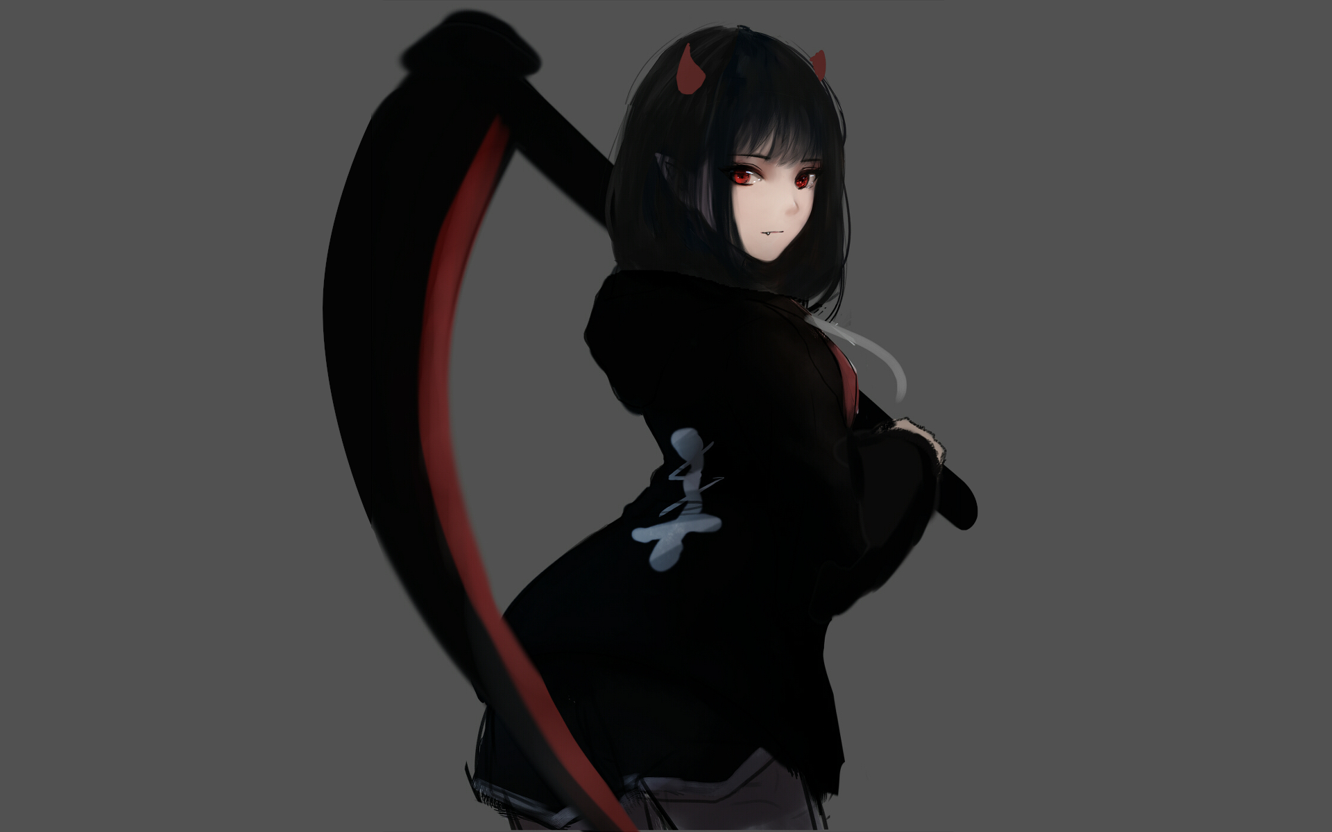 Premium AI Image  Anime girl with red eyes and black hair with a white  background