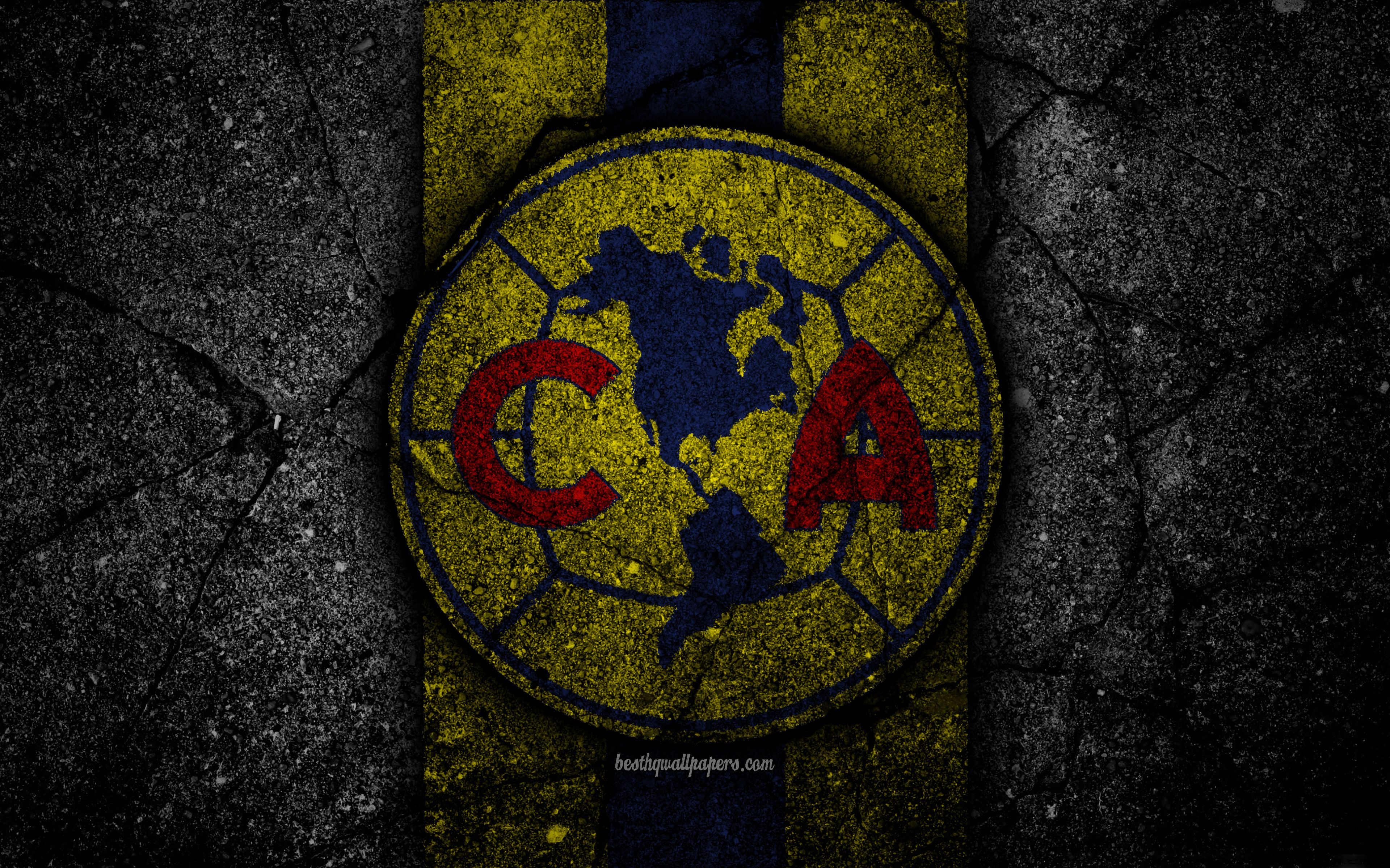 Download wallpaper 4k, Club America FC, logo, Liga MX, football