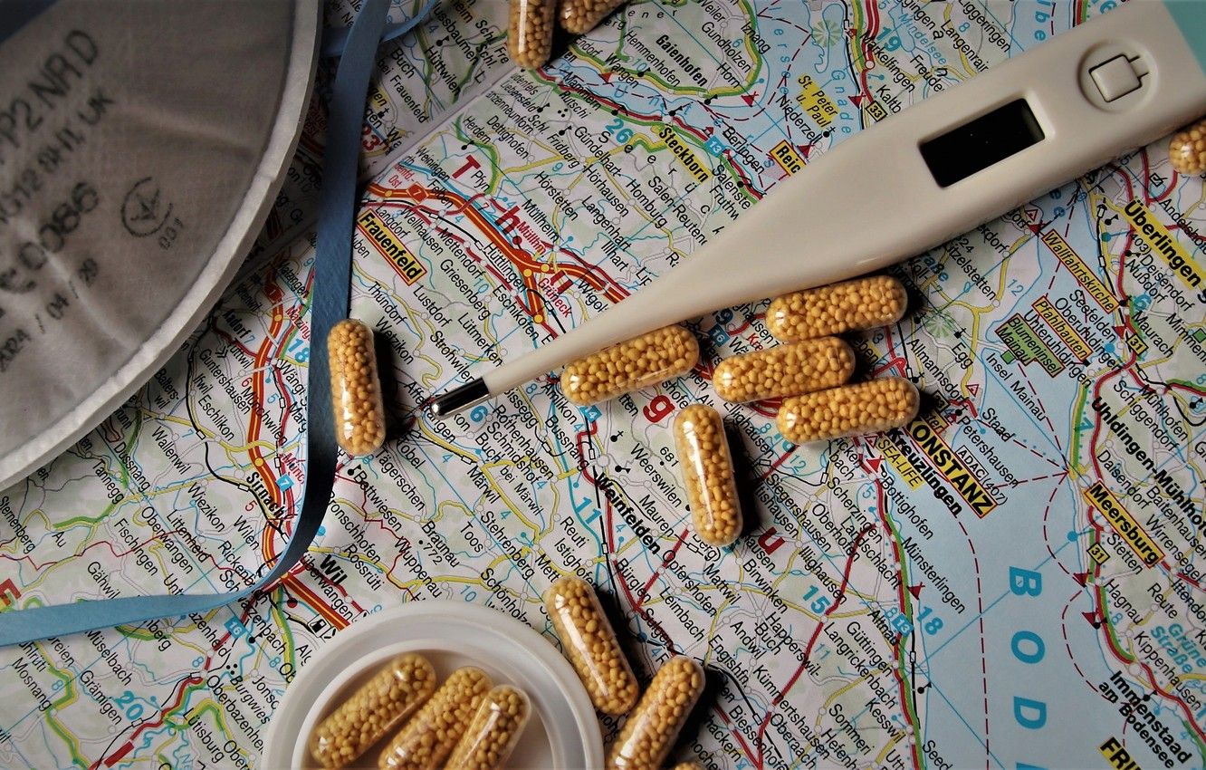 Wallpaper map, distribution, thermometer, pandemic, coronavirus