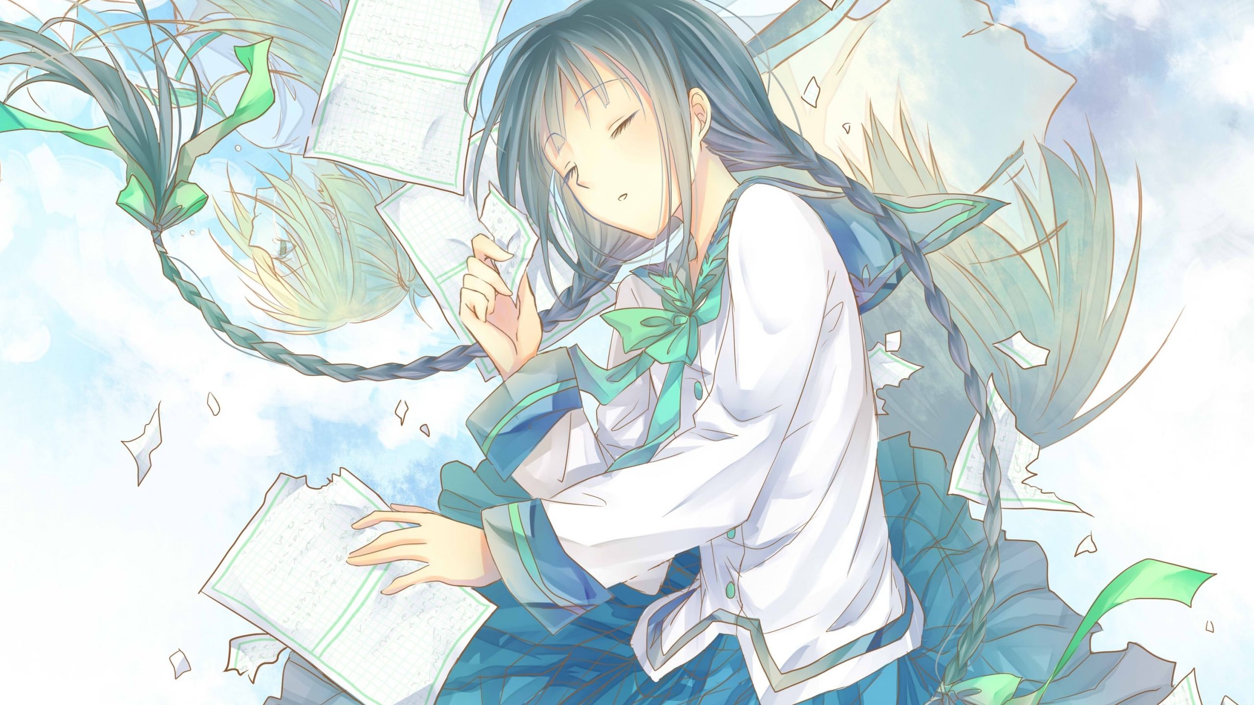 Download 2560x1440 wallpaper sleep, cute, anime girl, artwork