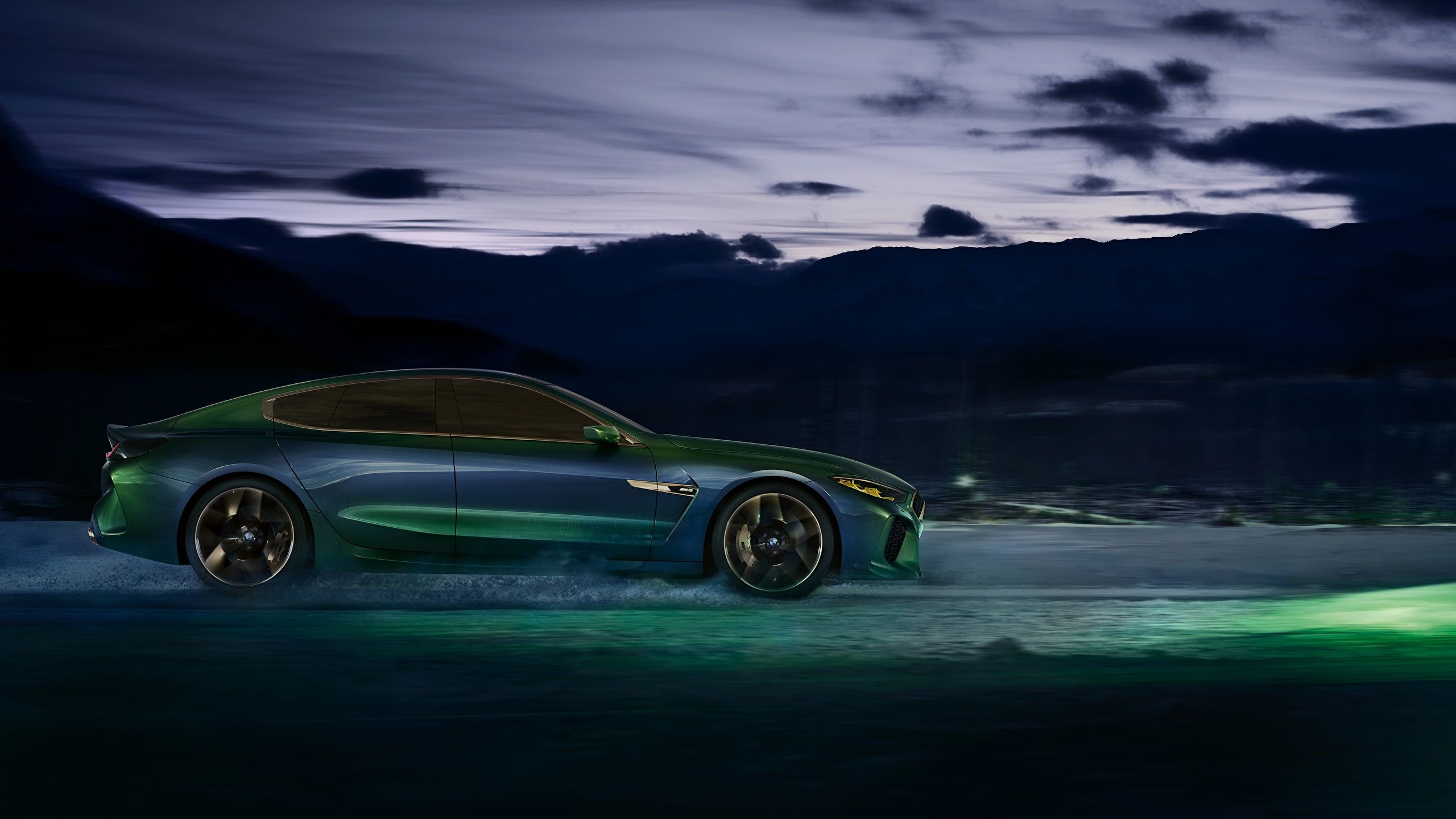 Picture BMW M8 Gran Coupe Concept Green Cars Side 2560x1440