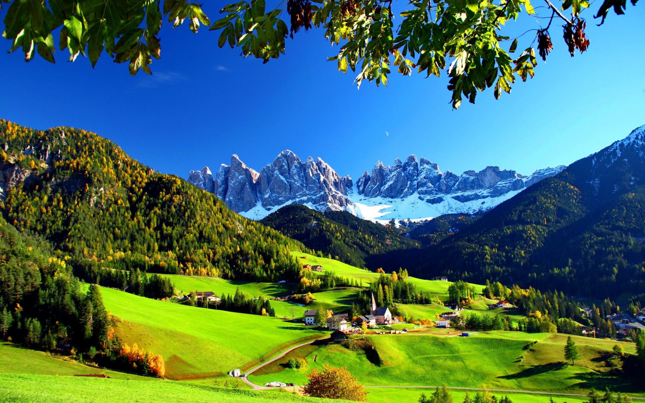 Small Village in Val di Funes, Italy HD Wallpaper. Background